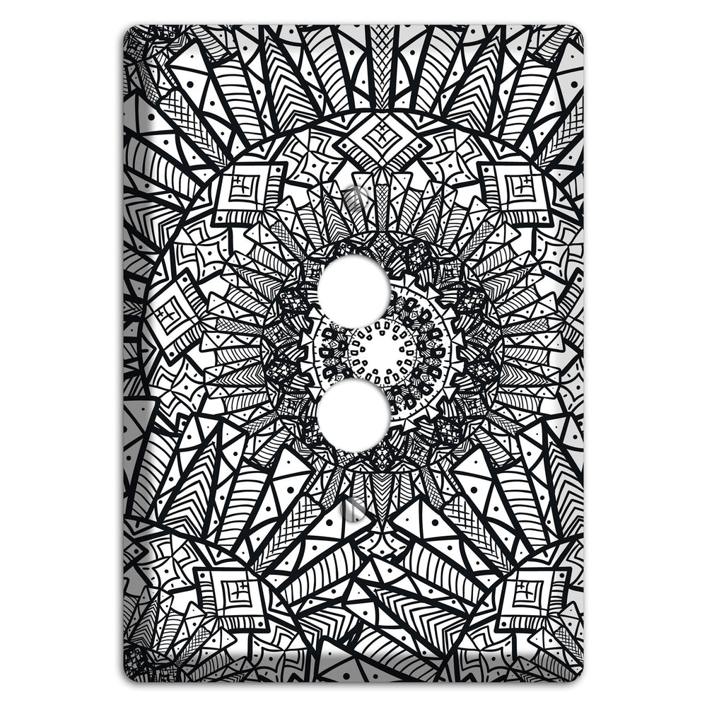 Mandala Black and White Style X Cover Plates 1 Pushbutton Wallplate