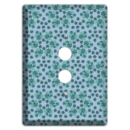 Blue with Multi Green Calico 1 Pushbutton Wallplate