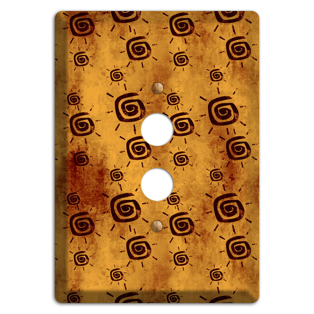 Mustard with Maroon Swirl 1 Pushbutton Wallplate