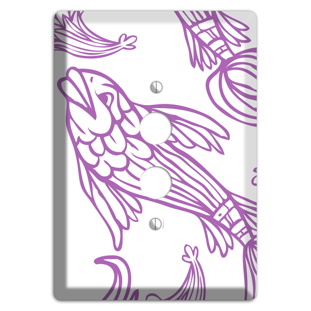 Purple and White Koi 1 Pushbutton Wallplate