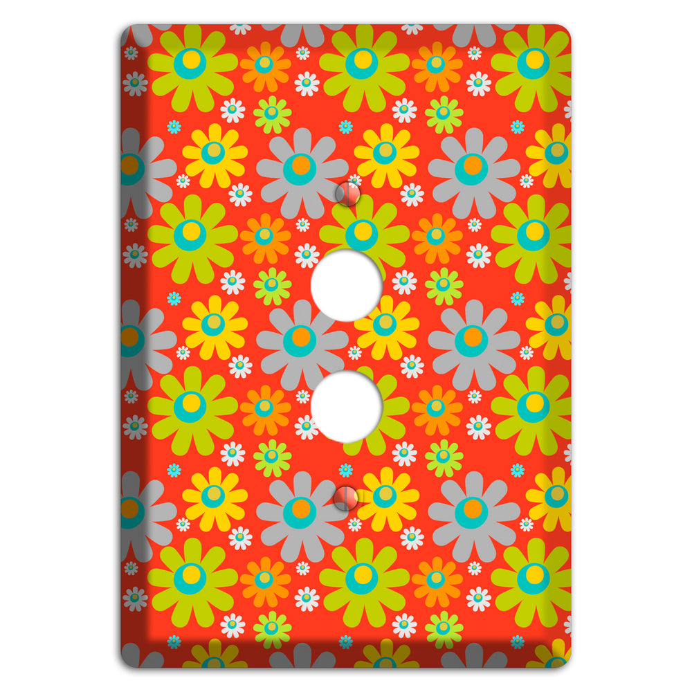 Orange and Yellow Flower Power 1 Pushbutton Wallplate