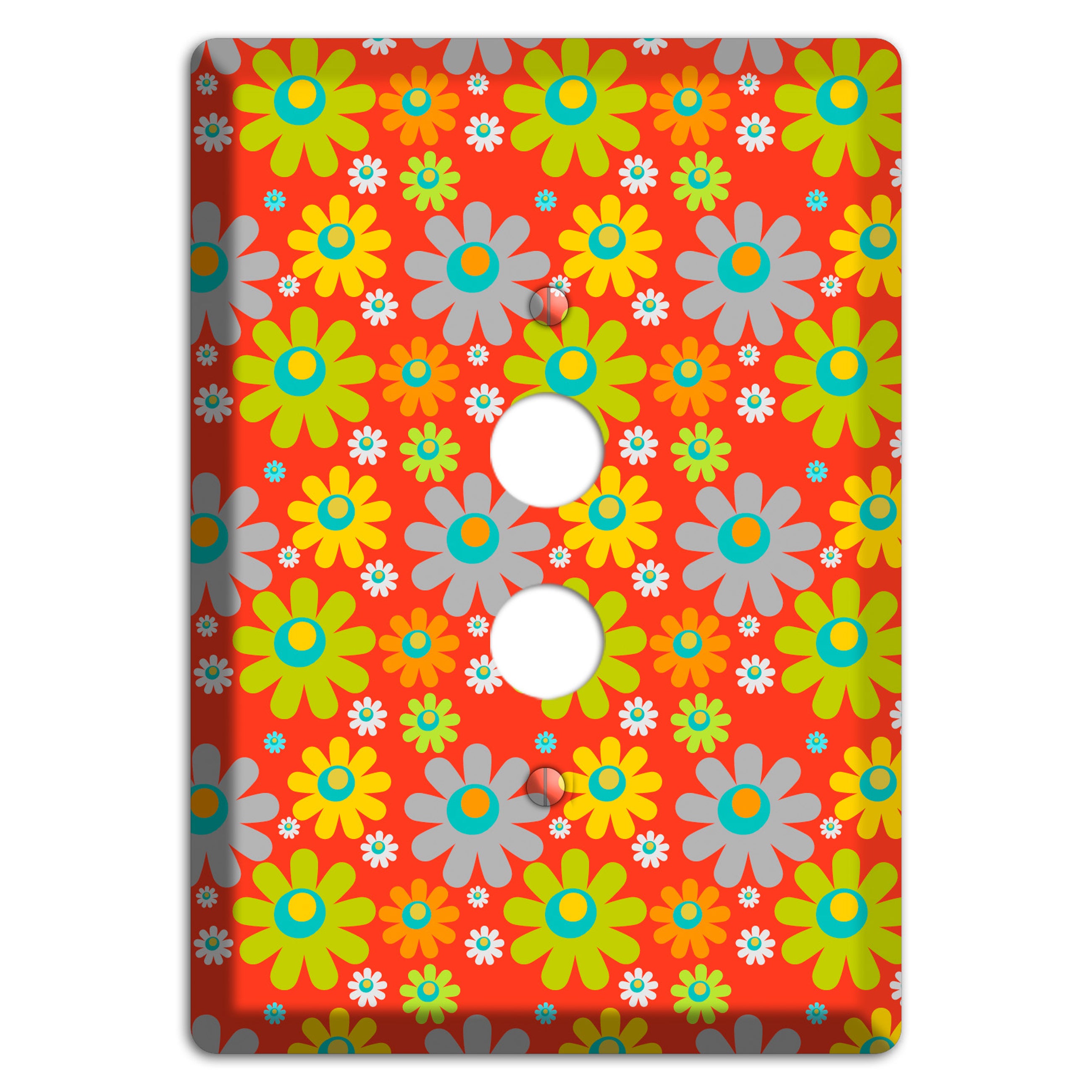 Orange and Yellow Flower Power 1 Pushbutton Wallplate