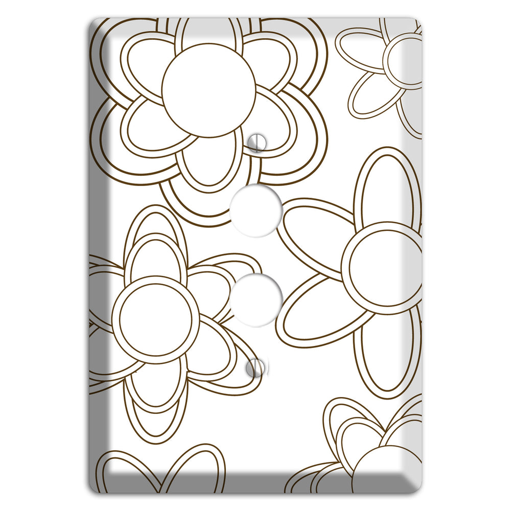 White with Retro Floral Contour 1 Pushbutton Wallplate