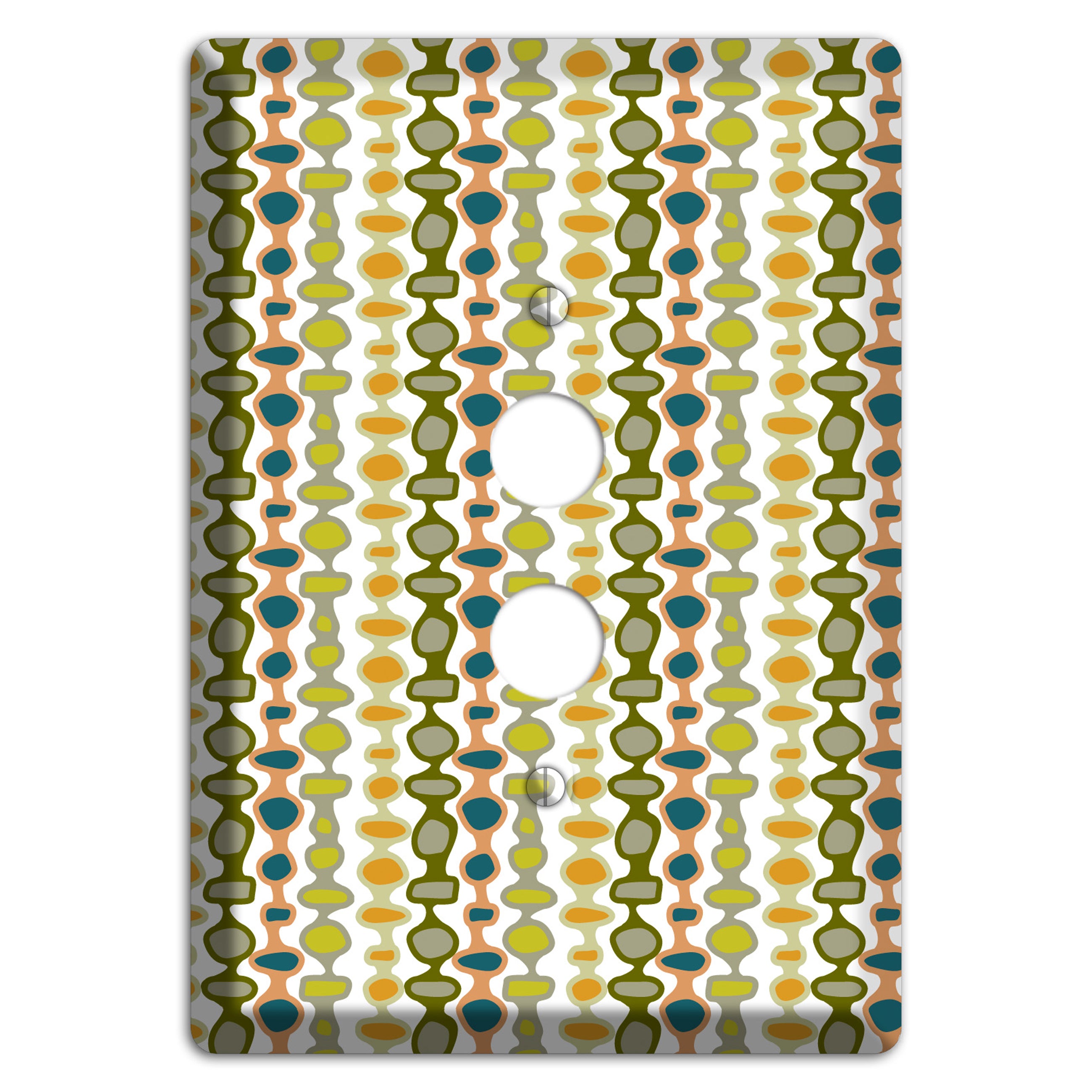 Multi Olive and Mustard Bead and Reel 1 Pushbutton Wallplate