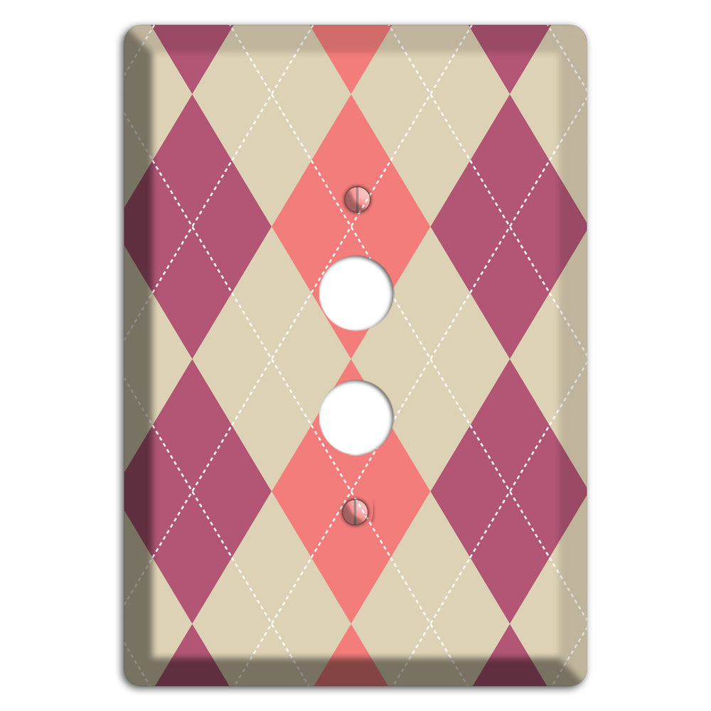 Pink and Tan Argyle 1 Pushbutton Wallplate
