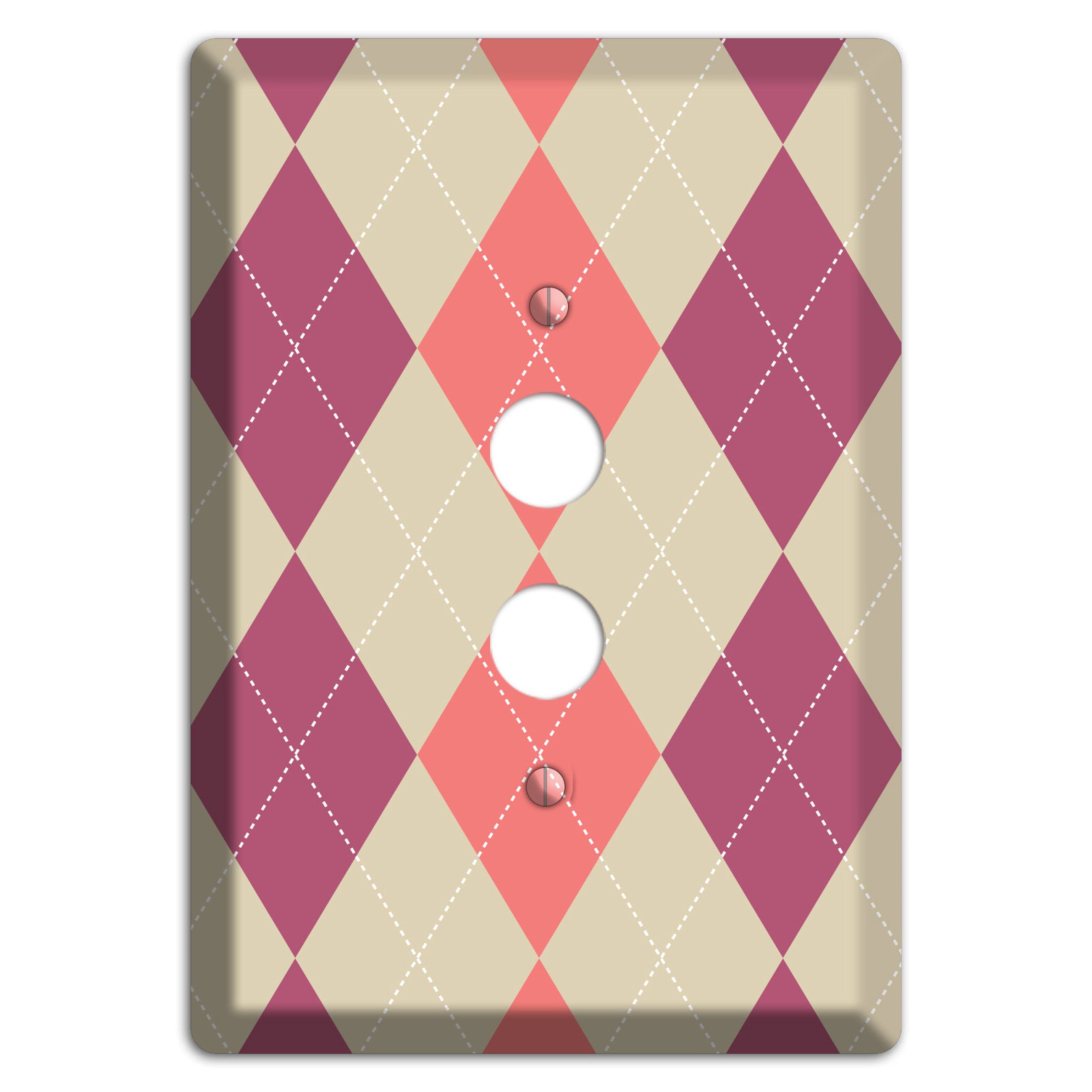 Pink and Tan Argyle 1 Pushbutton Wallplate
