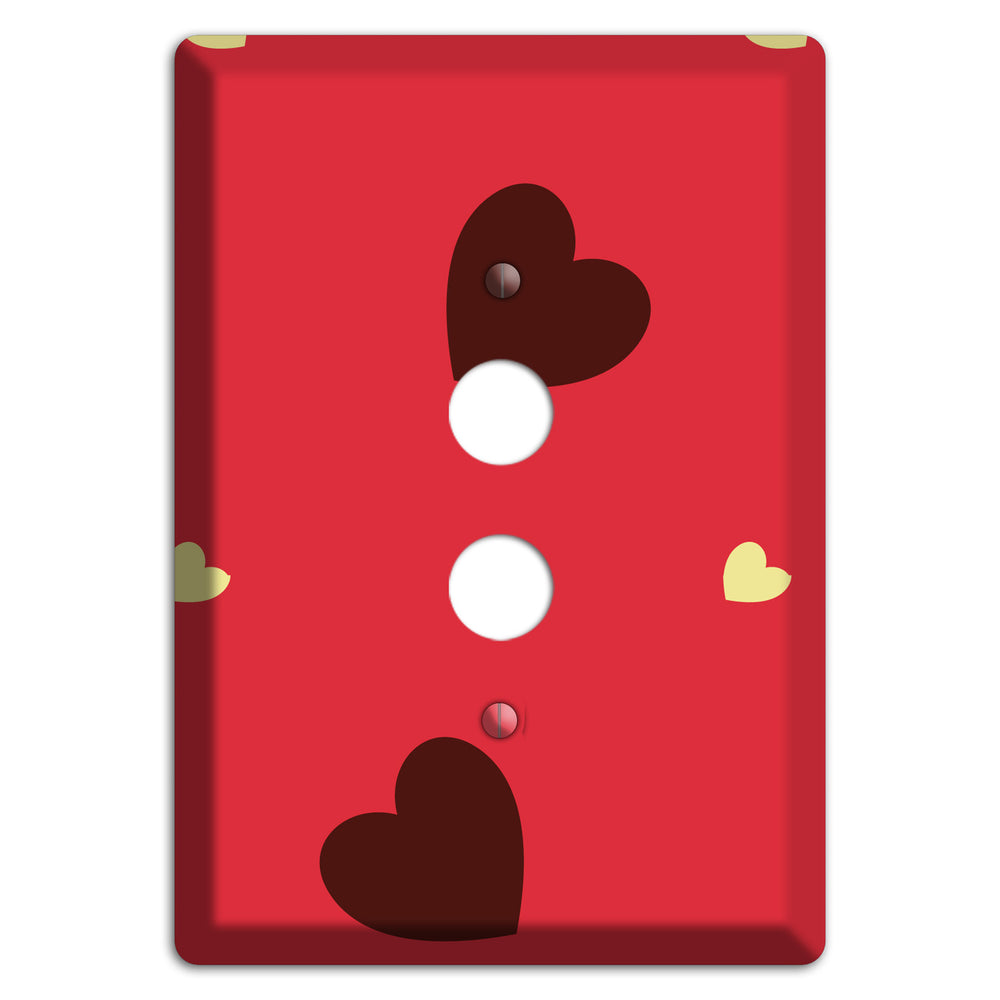 Red with Hearts 1 Pushbutton Wallplate