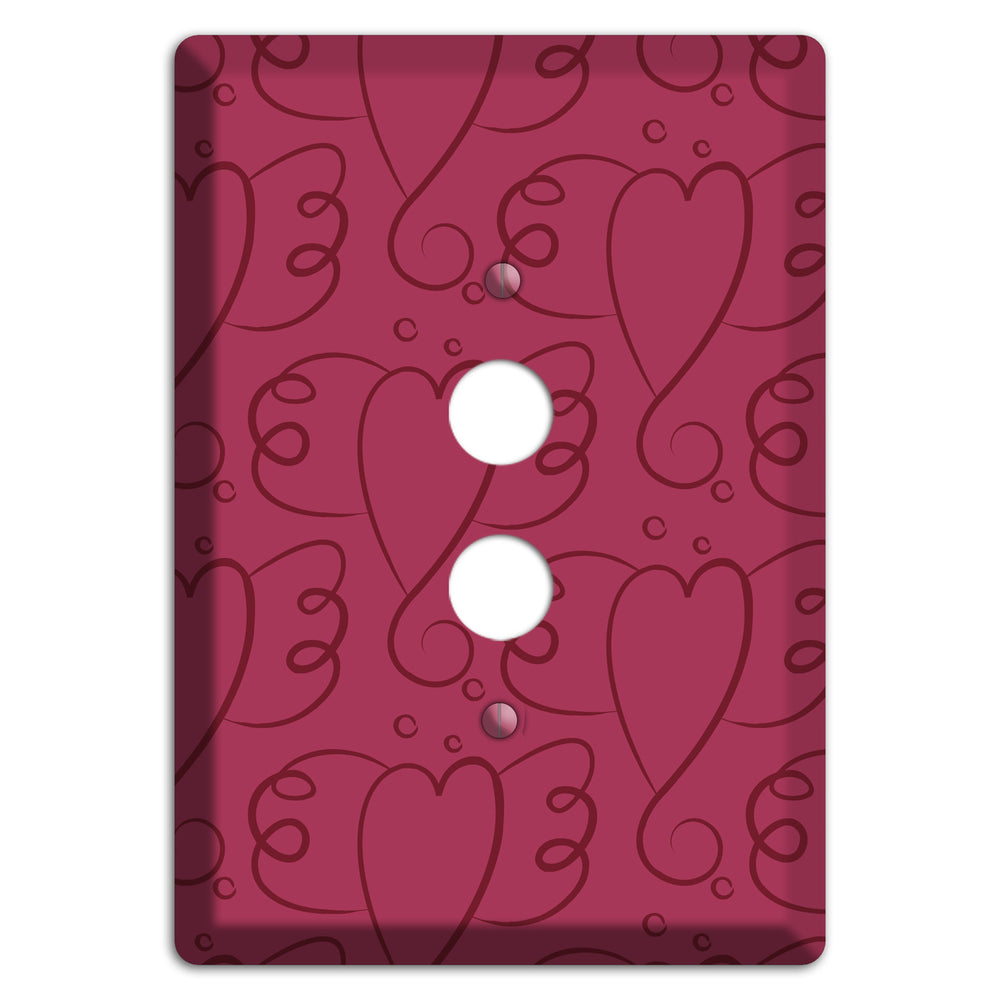 Fuschia Winged Hearts 1 Pushbutton Wallplate