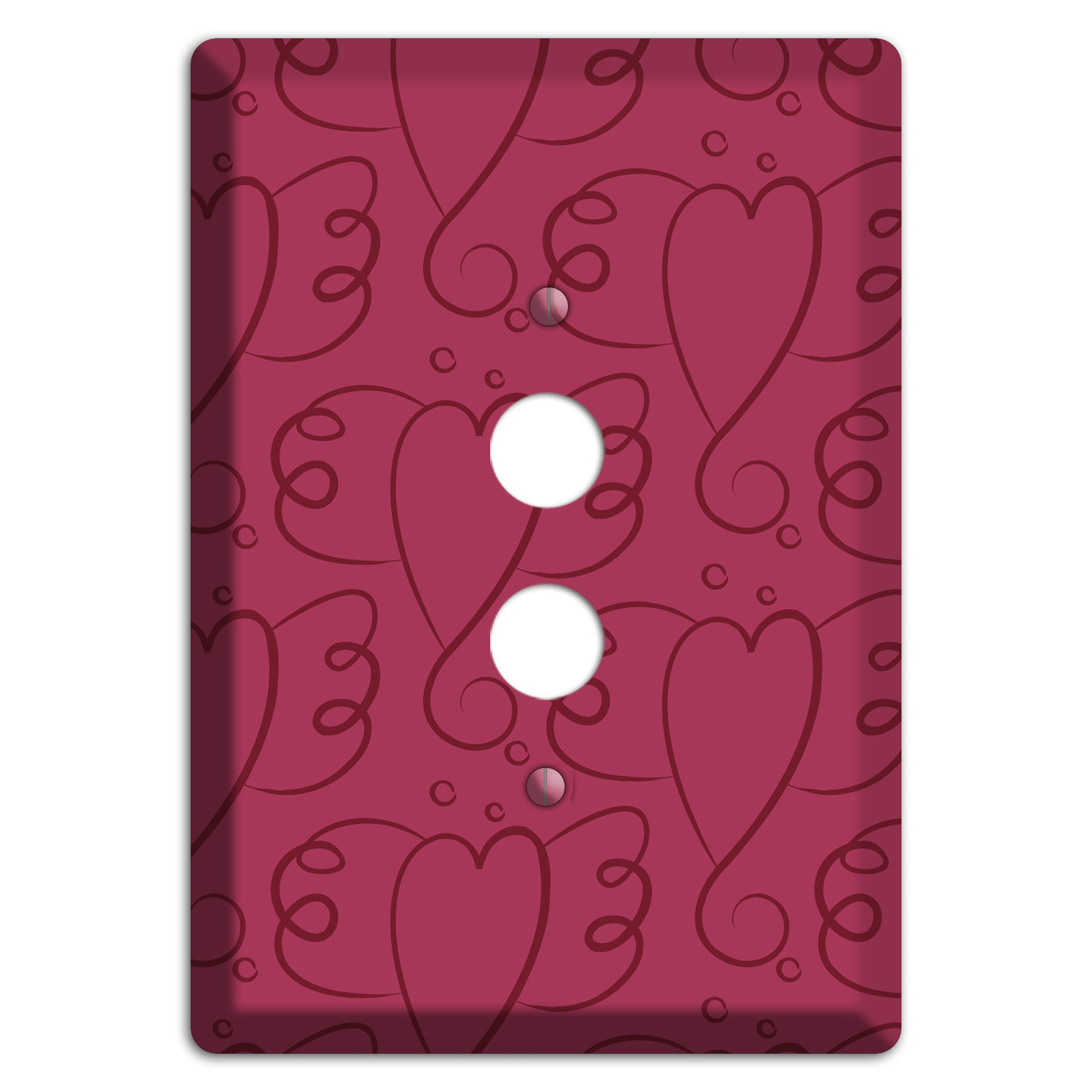 Fuschia Winged Hearts 1 Pushbutton Wallplate