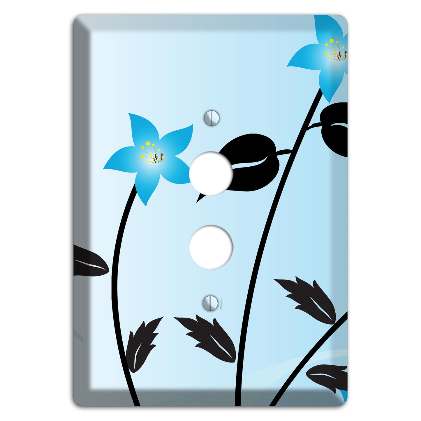 Blue Double Sprig 1 Pushbutton Wallplate