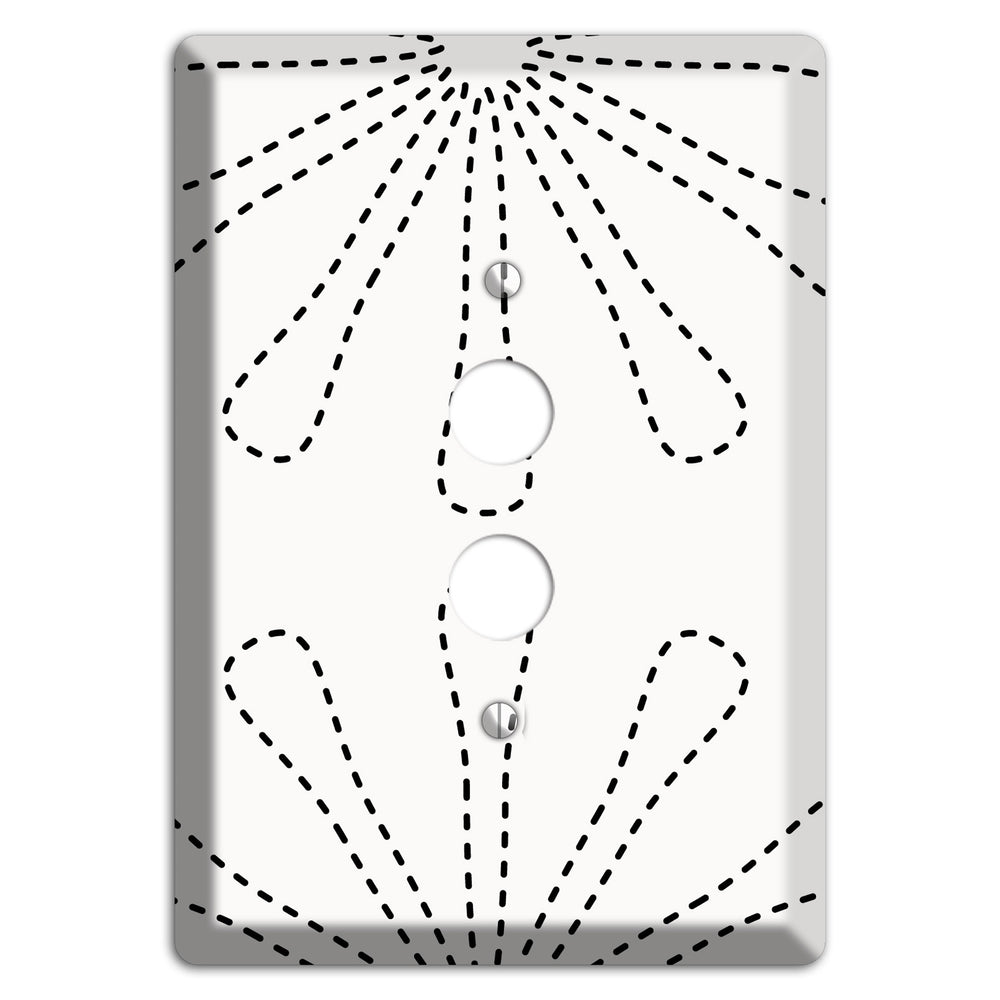 White with Black Retro Stipple Floral Contour 1 Pushbutton Wallplate