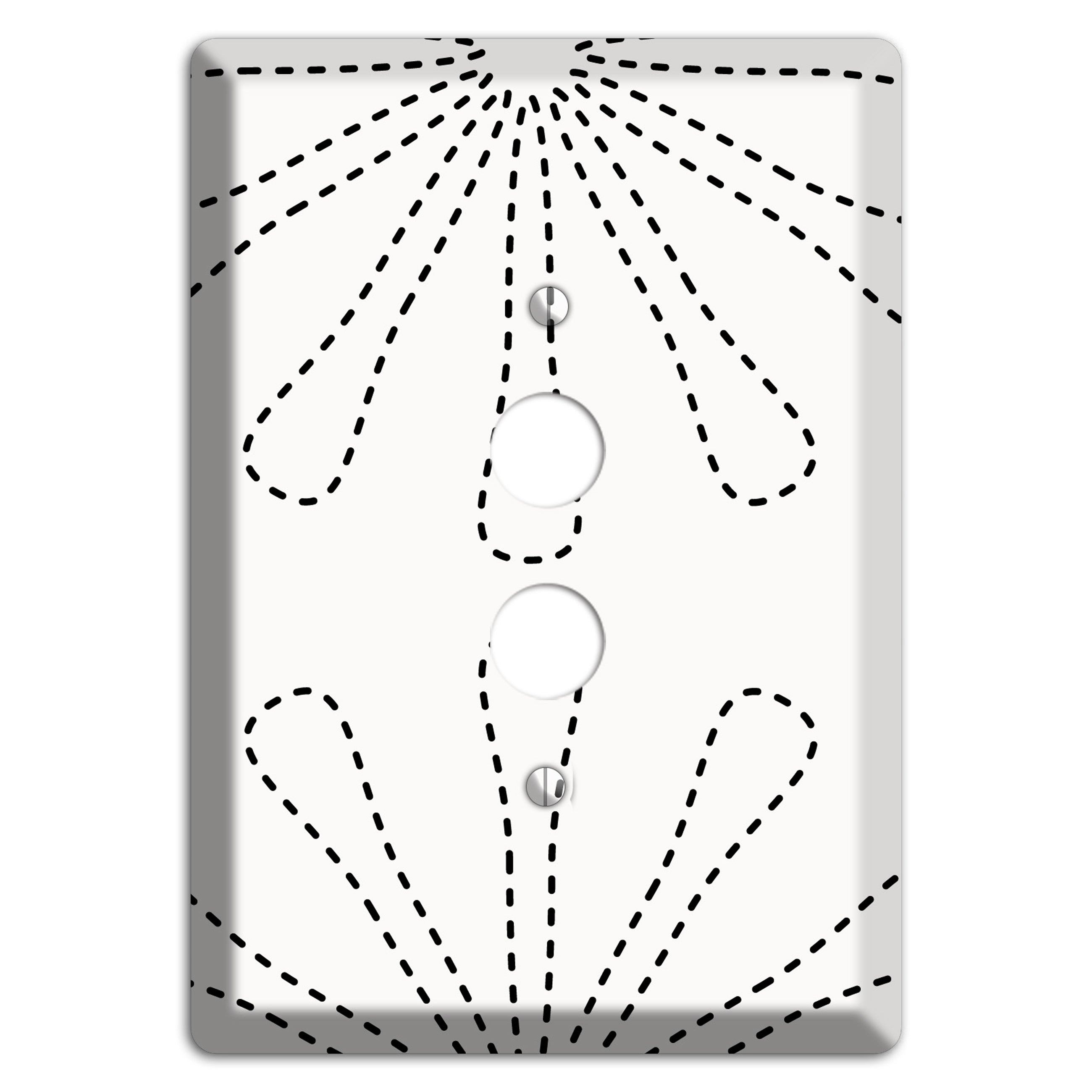 White with Black Retro Stipple Floral Contour 1 Pushbutton Wallplate