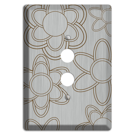 Retro Floral Contour  Stainless 1 Pushbutton Wallplate