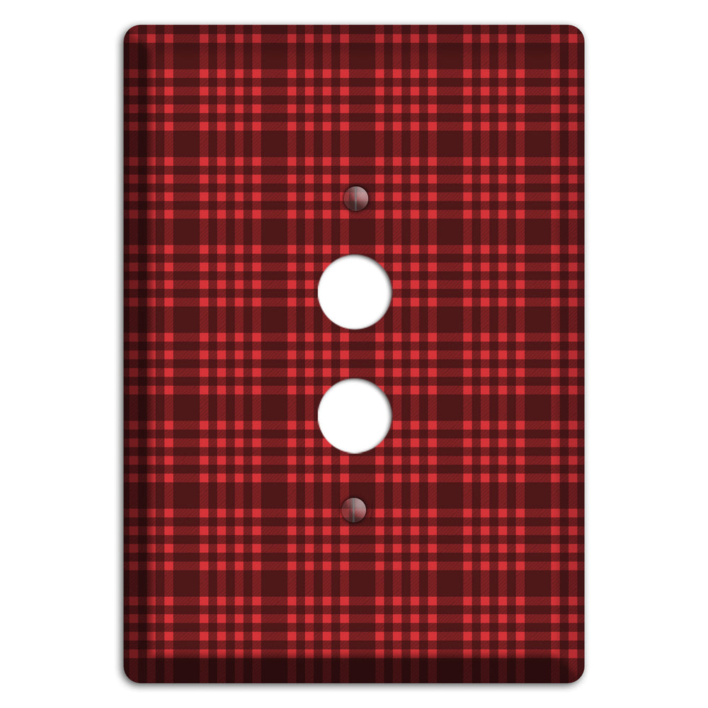 Maroon Plaid 1 Pushbutton Wallplate