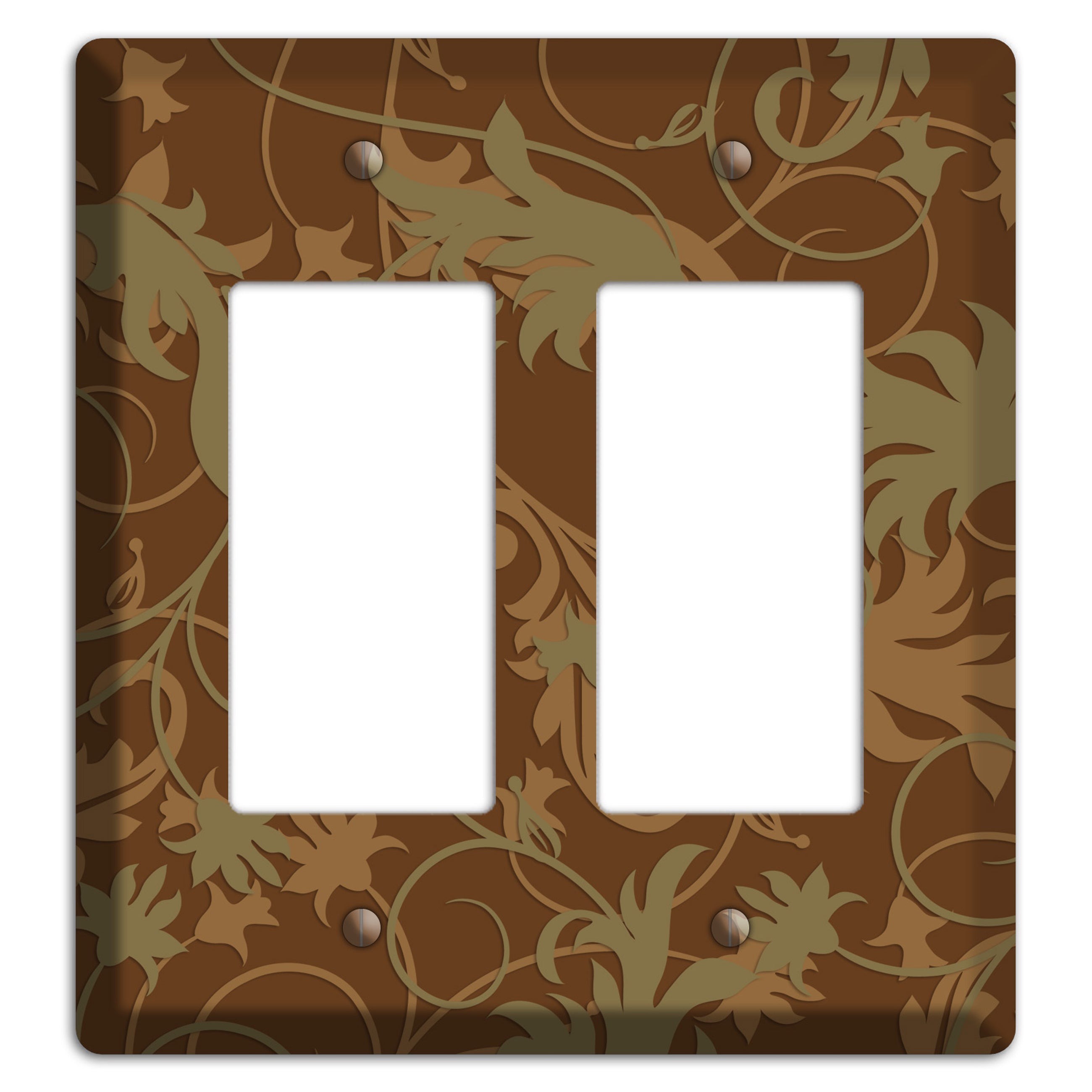 Brown and Olive Victorian Sprig 2 Rocker Wallplate