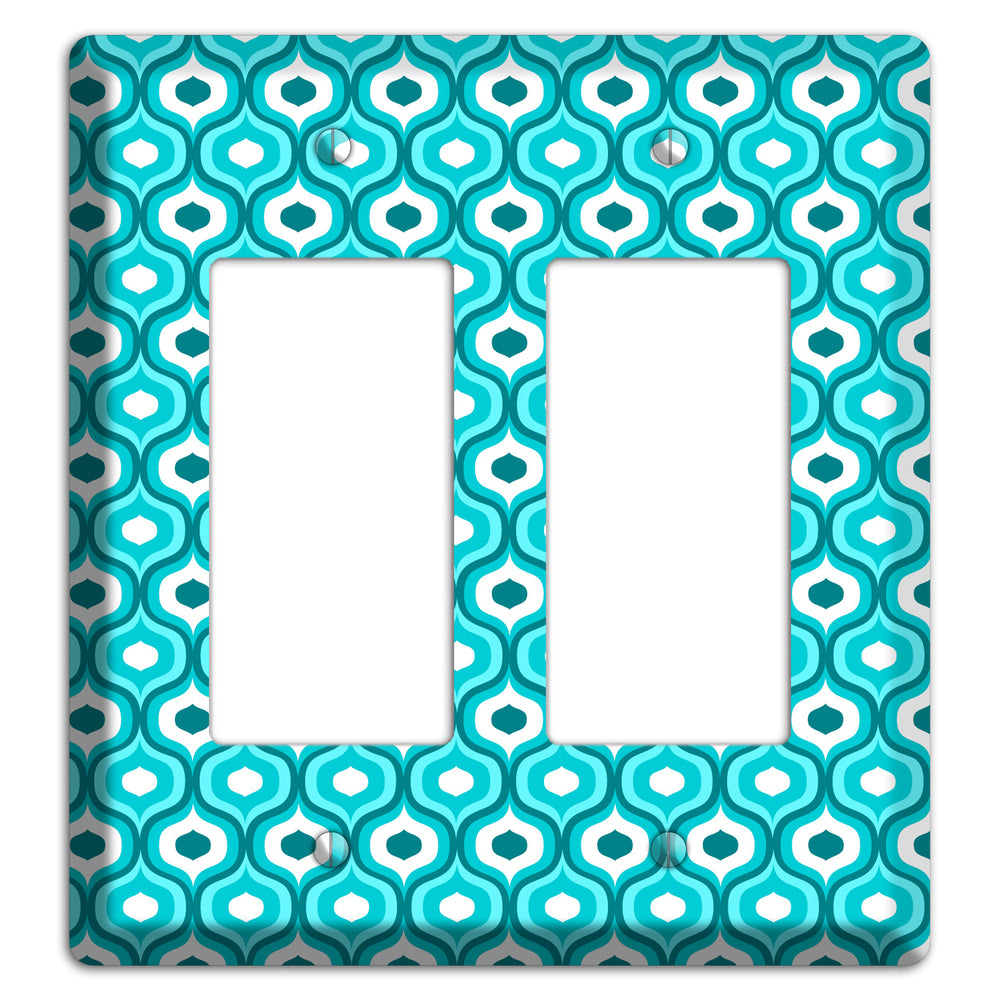 Multi Turquoise Double Scallop 2 2 Rocker Wallplate