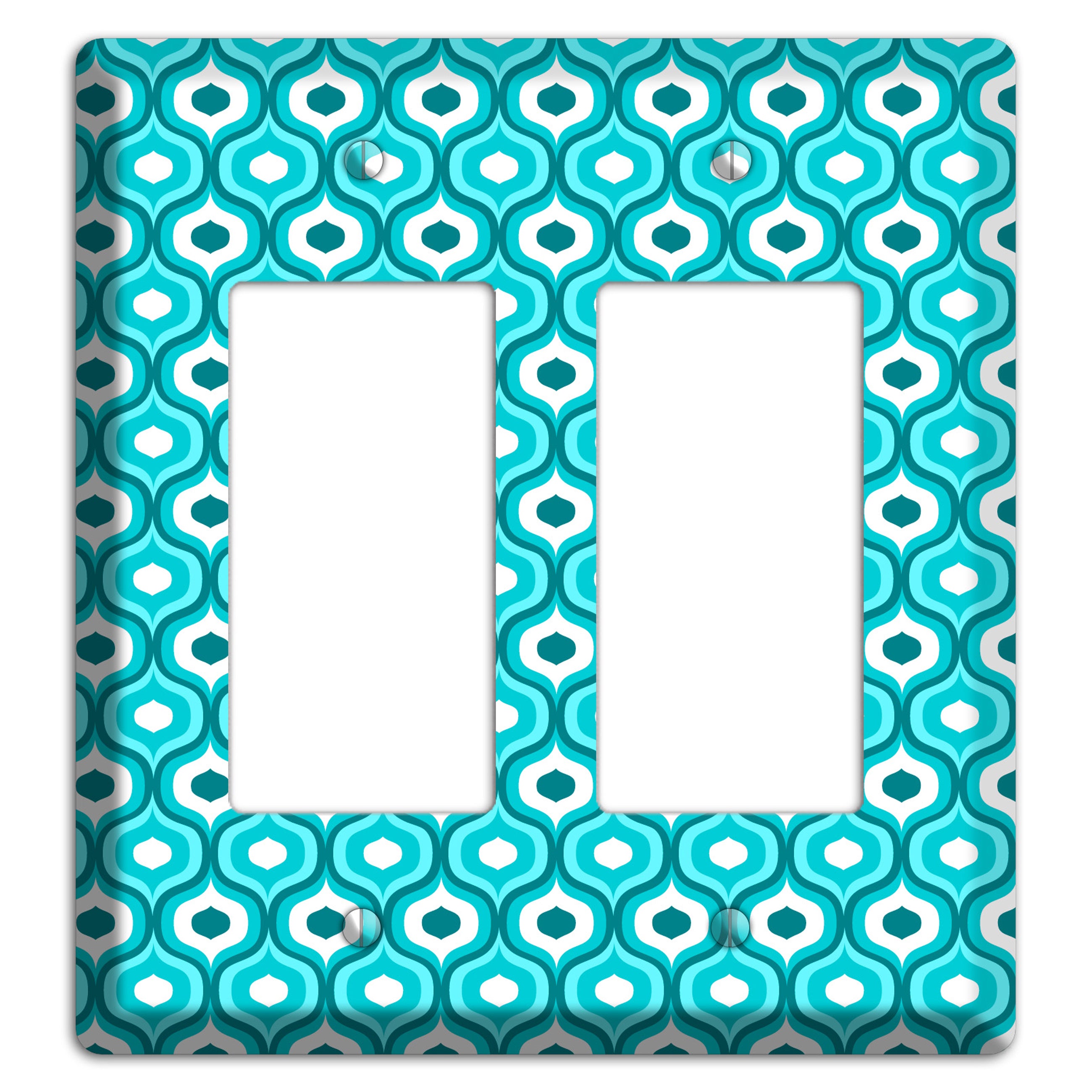 Multi Turquoise Double Scallop 2 2 Rocker Wallplate
