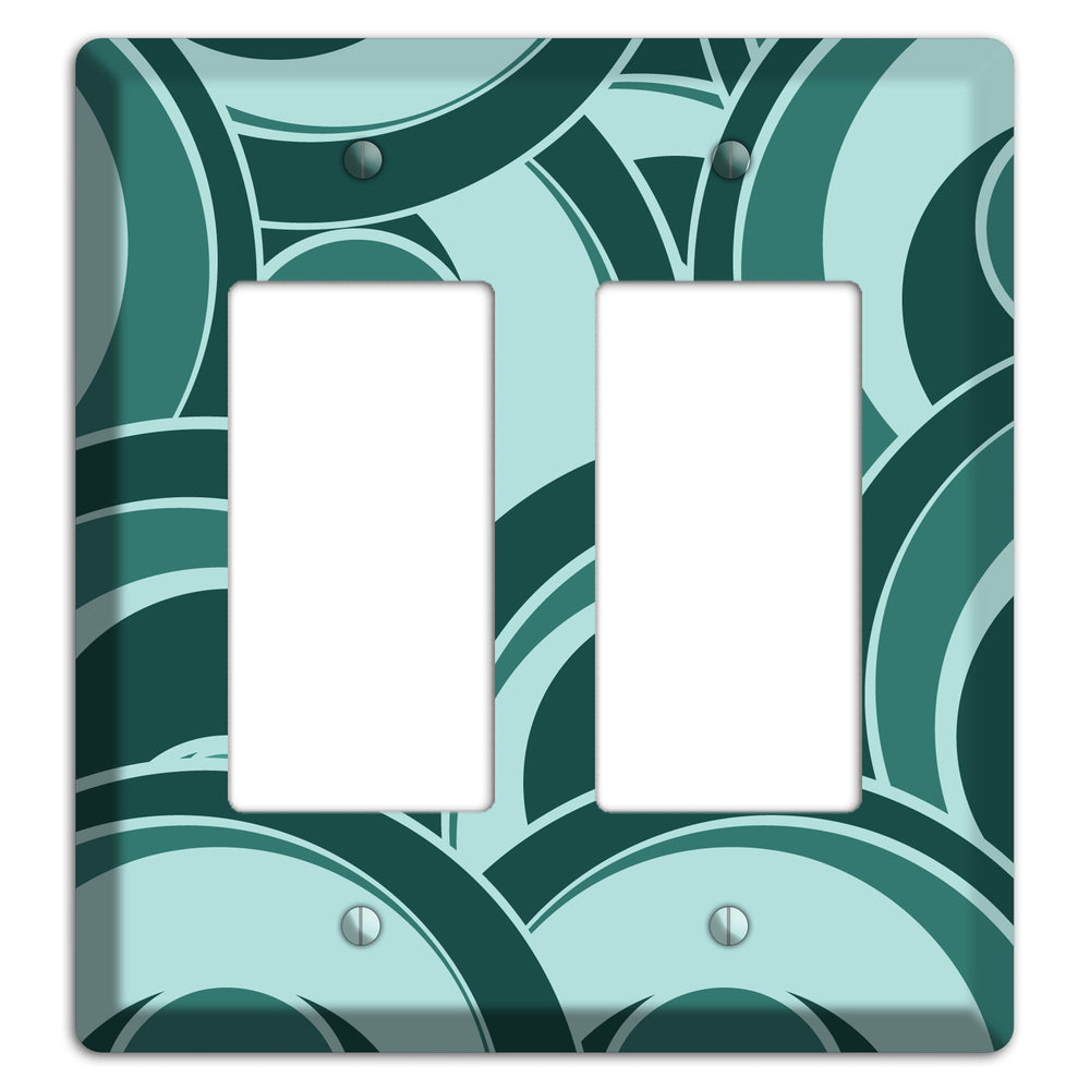 Blue-green Deco Circles 2 Rocker Wallplate