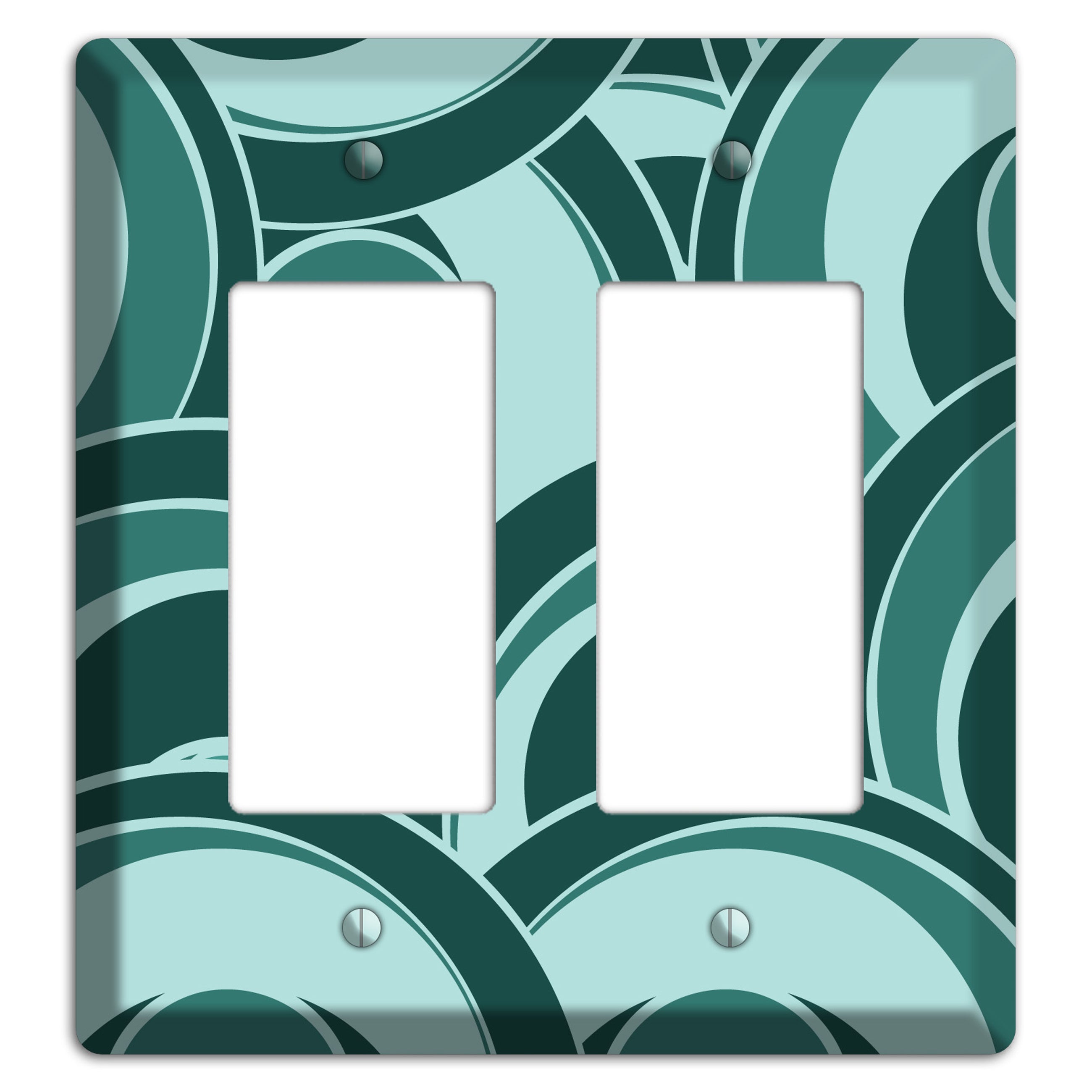 Blue-green Deco Circles 2 Rocker Wallplate