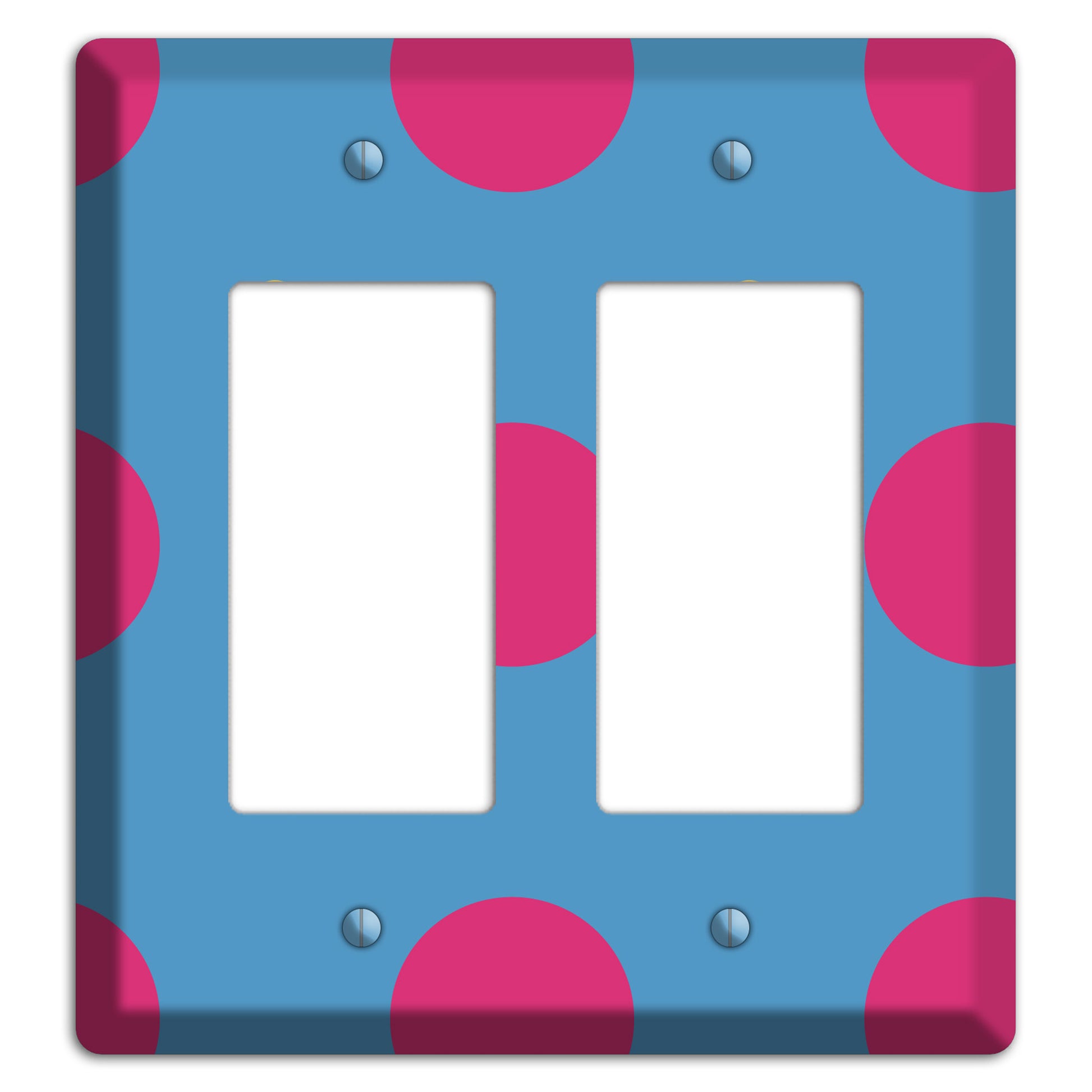 Blue with Pink and Yellow Multi Tiled Medium Dots 2 Rocker Wallplate