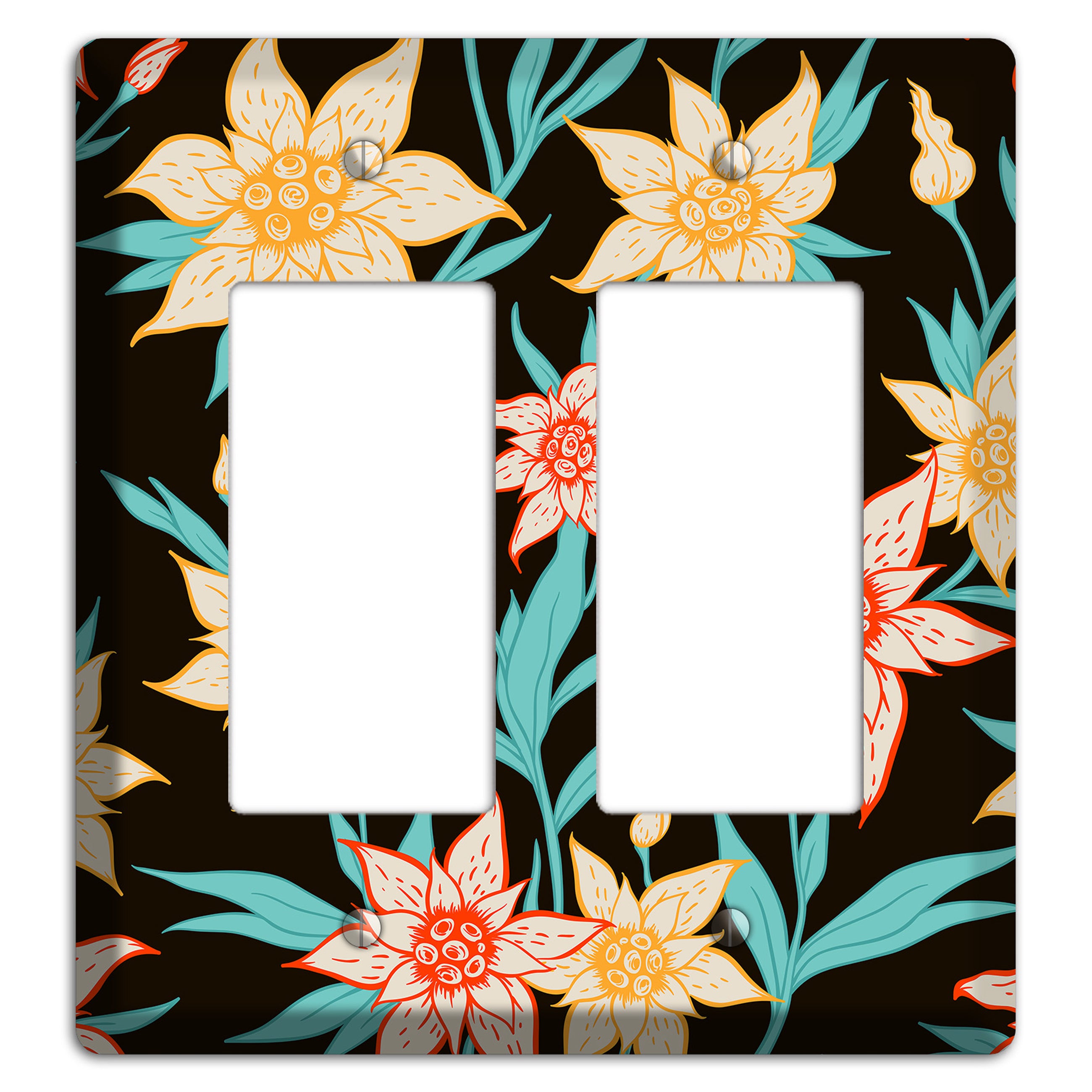 Hand Drawn Flowers Style B 2 Rocker Wallplate