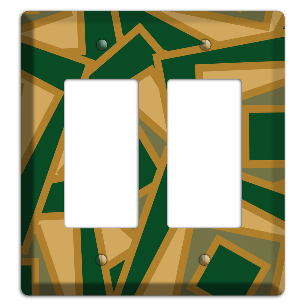 Green and Beige Retro Cubist 2 Rocker Wallplate