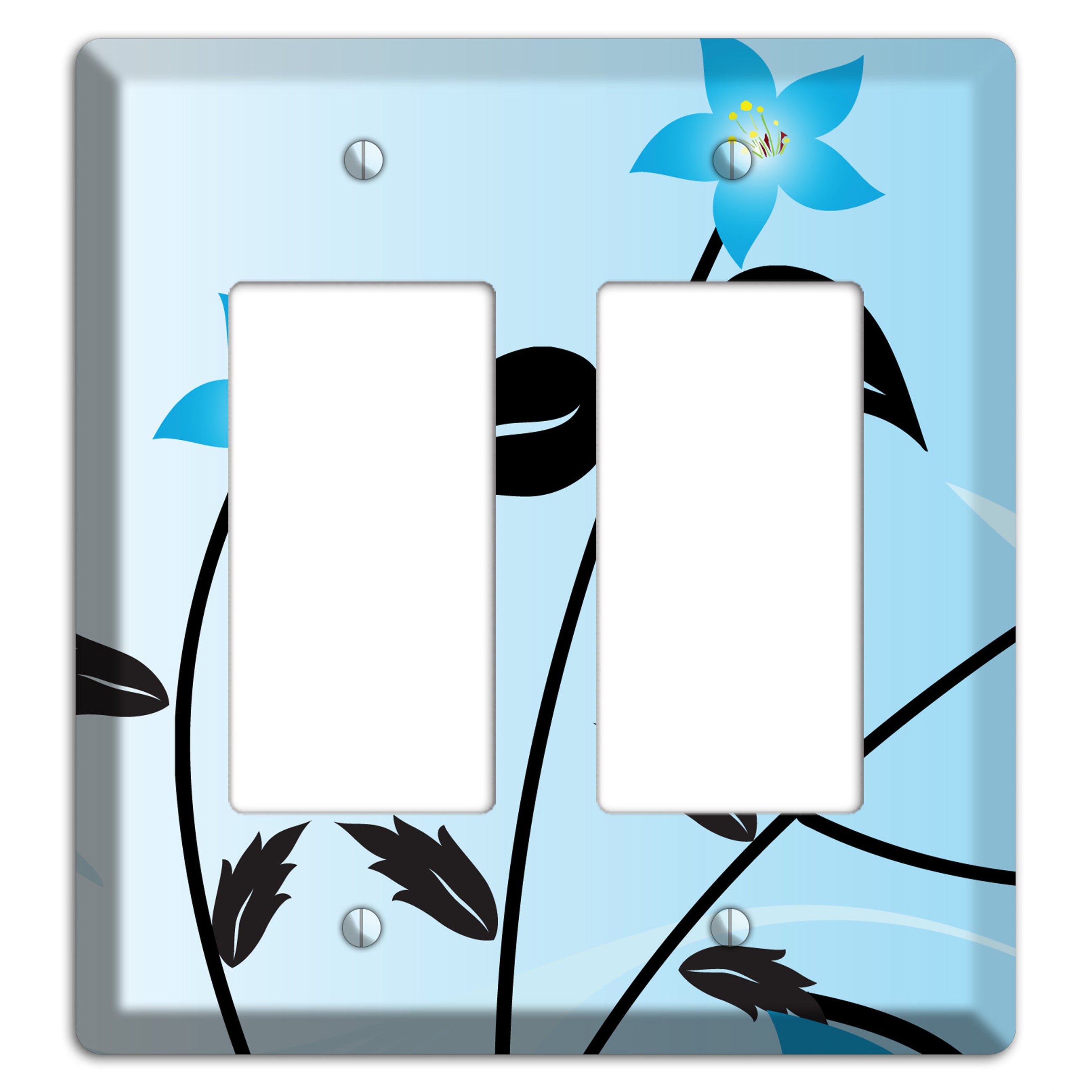 Blue Double Sprig 2 Rocker Wallplate