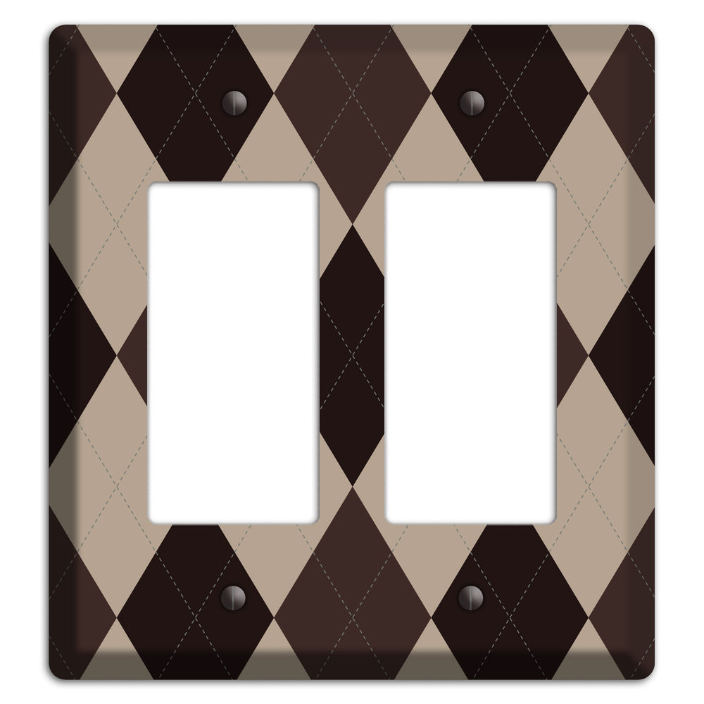 Brown and Beige Argyle 2 Rocker Wallplate