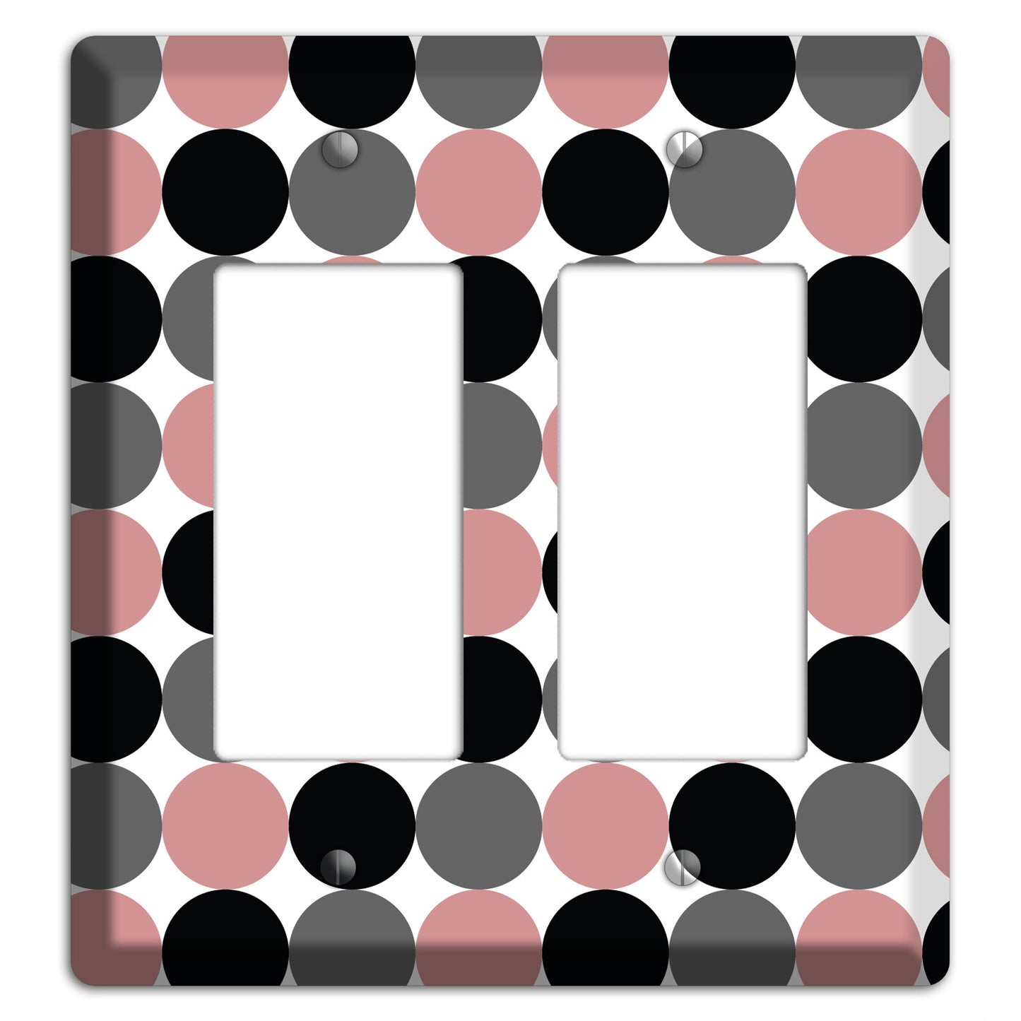 Grey Pink Black Tiled Dots 2 Rocker Wallplate