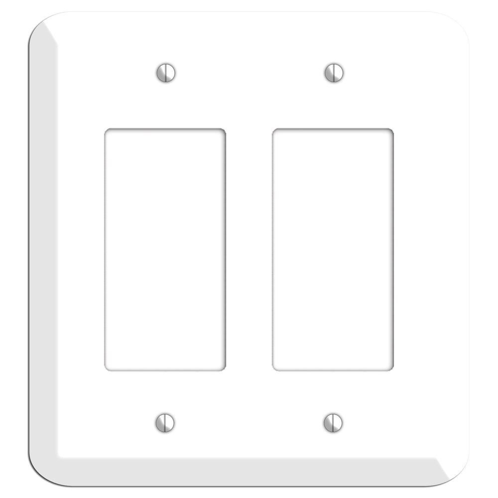 Rounded Corner White Metal 2 Rocker Wallplate