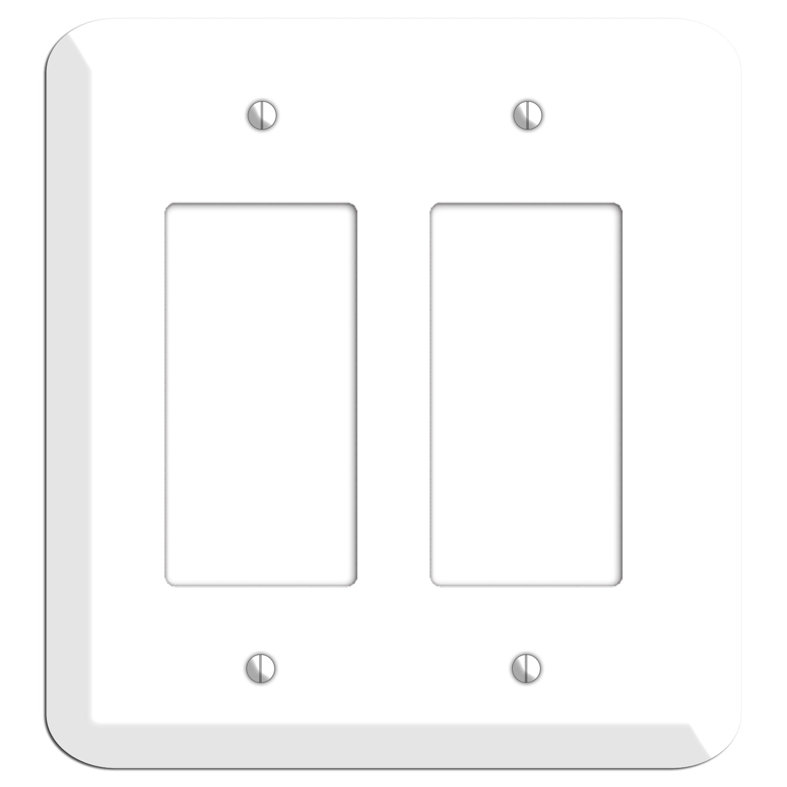 Rounded Corner White Metal 2 Rocker Wallplate