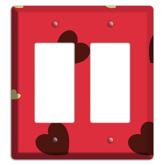 Red with Hearts 2 Rocker Wallplate