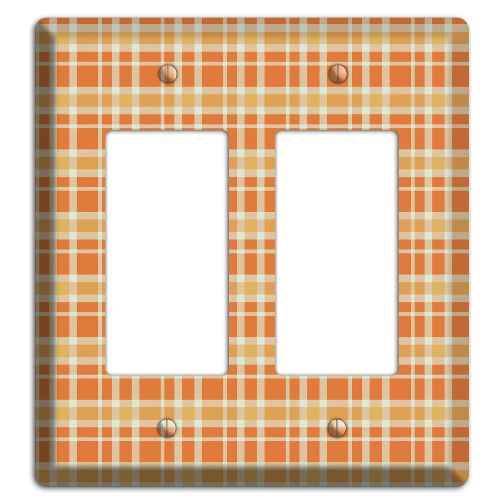 Orange and Beige Plaid 2 Rocker Wallplate
