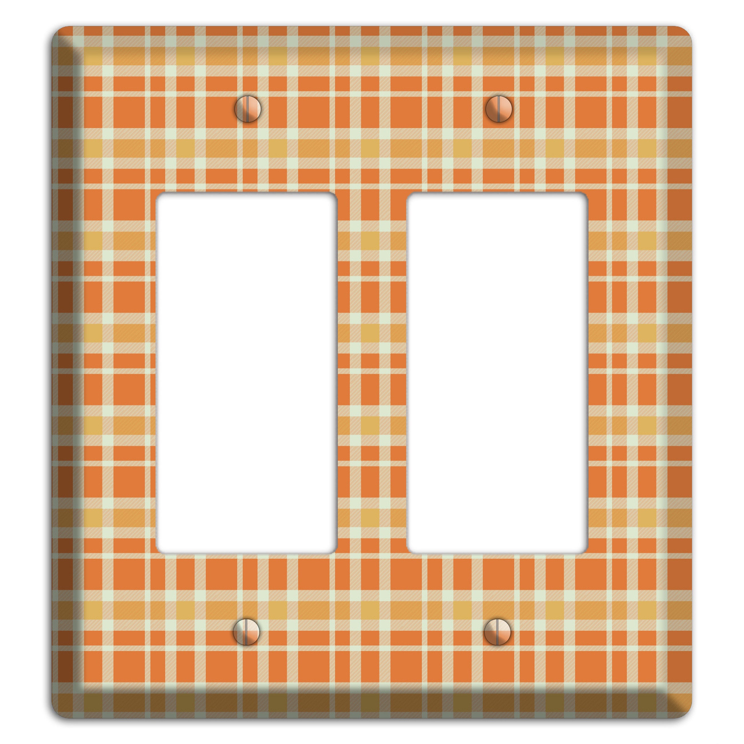 Orange and Beige Plaid 2 Rocker Wallplate