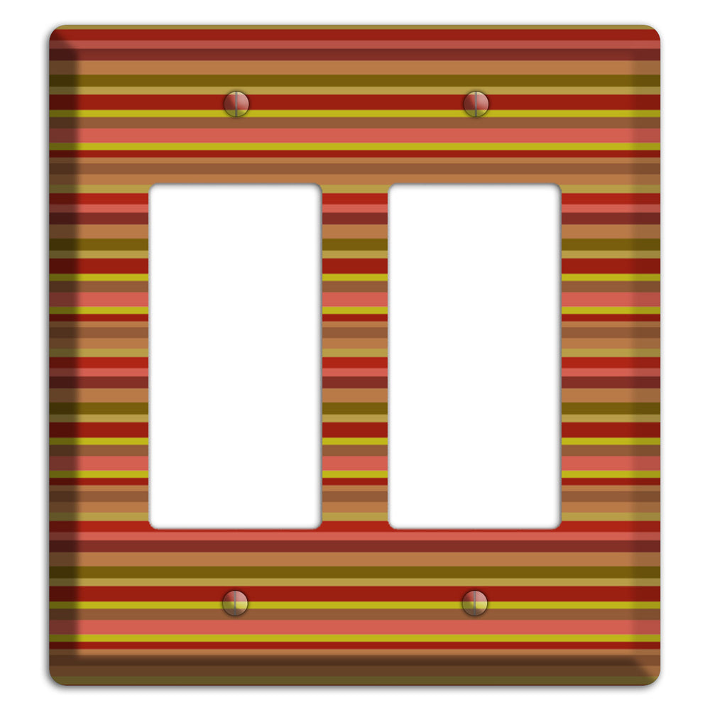 Multi Red Horizontal Stripes 2 Rocker Wallplate