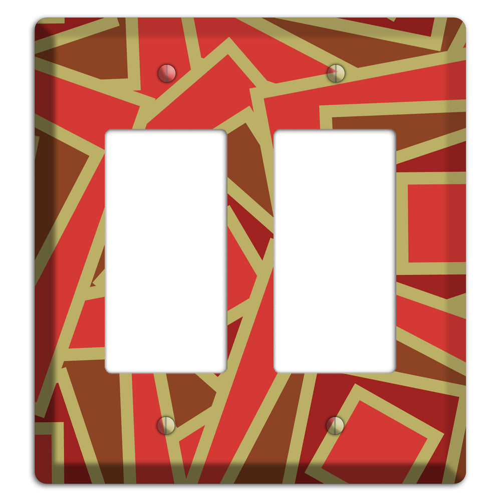 Red and Brown Retro Cubist 2 Rocker Wallplate