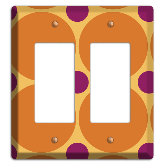 Orange with Umber and Plum Multi Tiled Large Dots 2 Rocker Wallplate