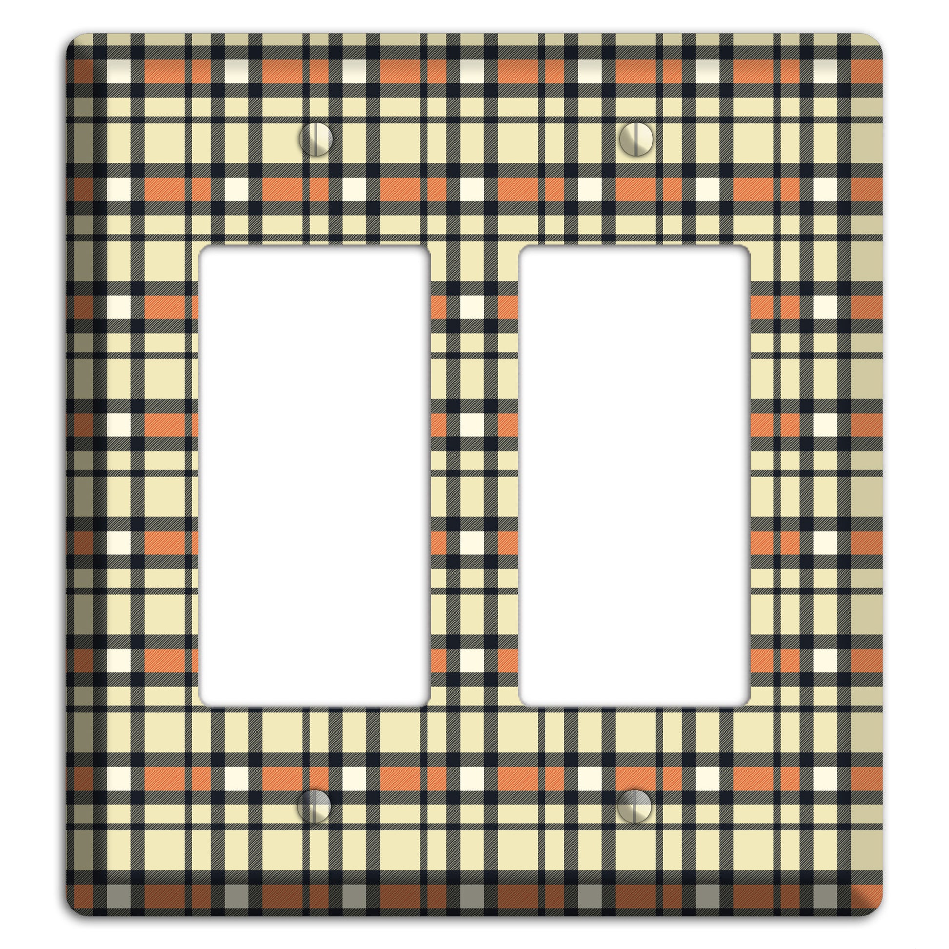 Beige and Brown Plaid 2 Rocker Wallplate