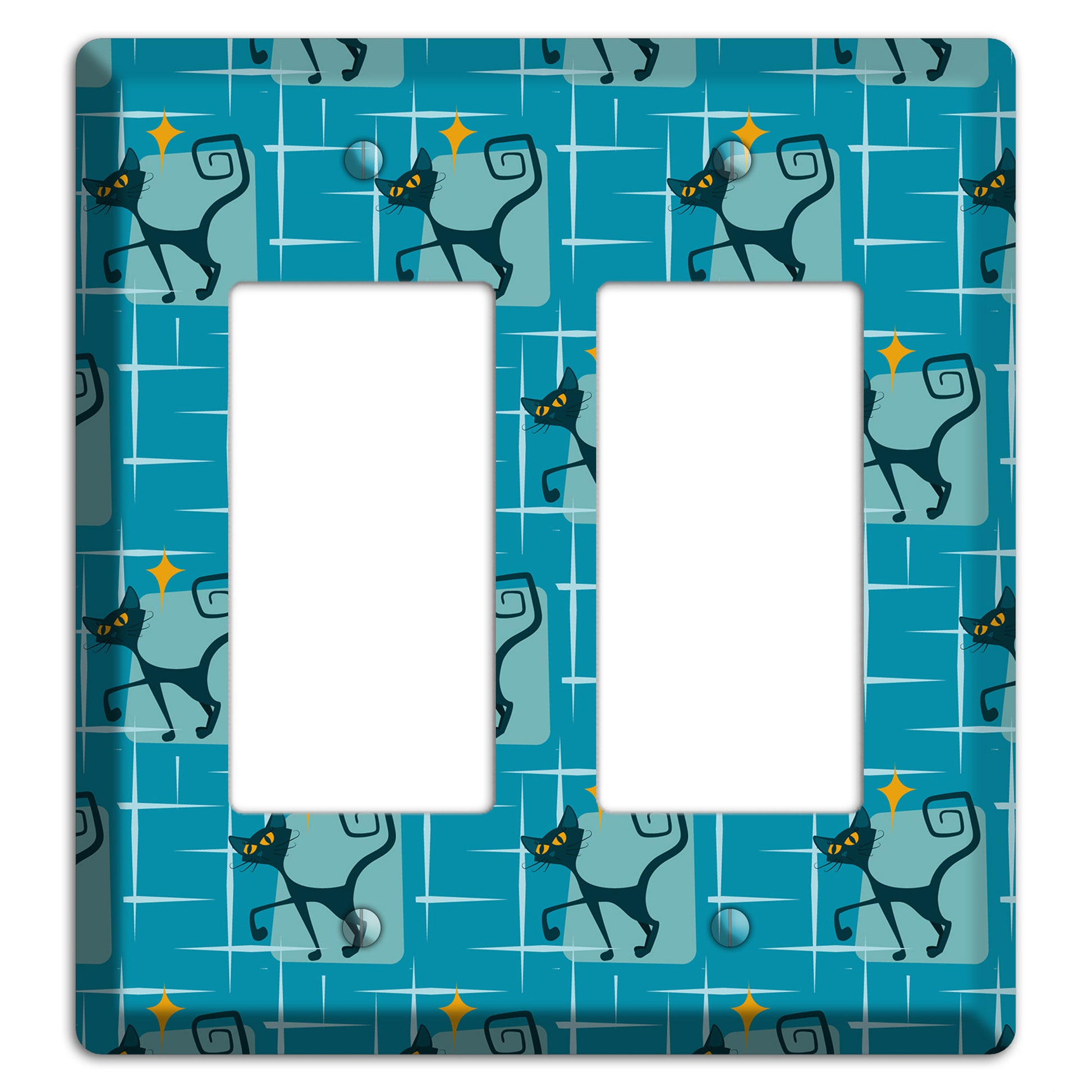 Teal Kitties 2 Rocker Wallplate
