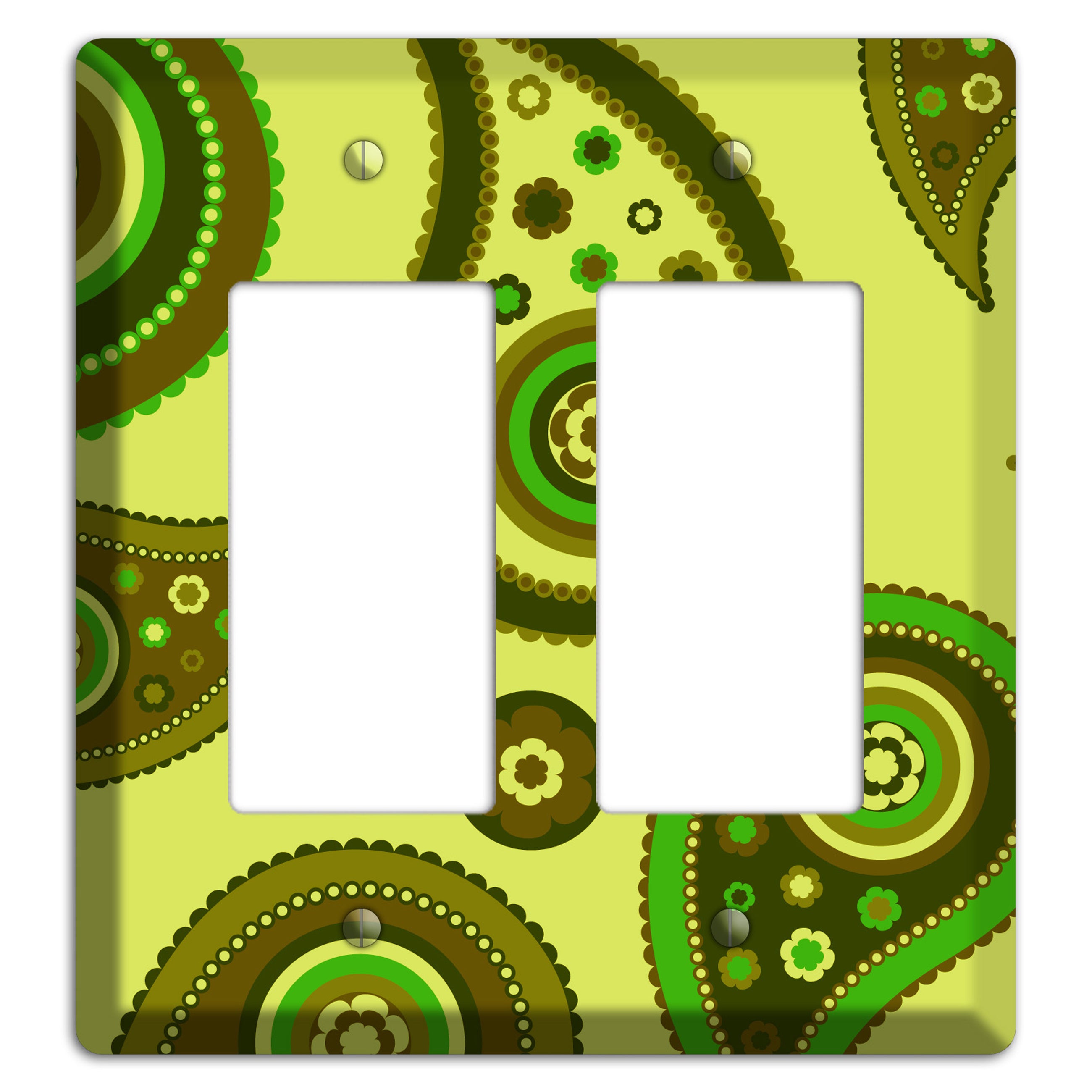 Bright Green Paisley 2 Rocker Wallplate