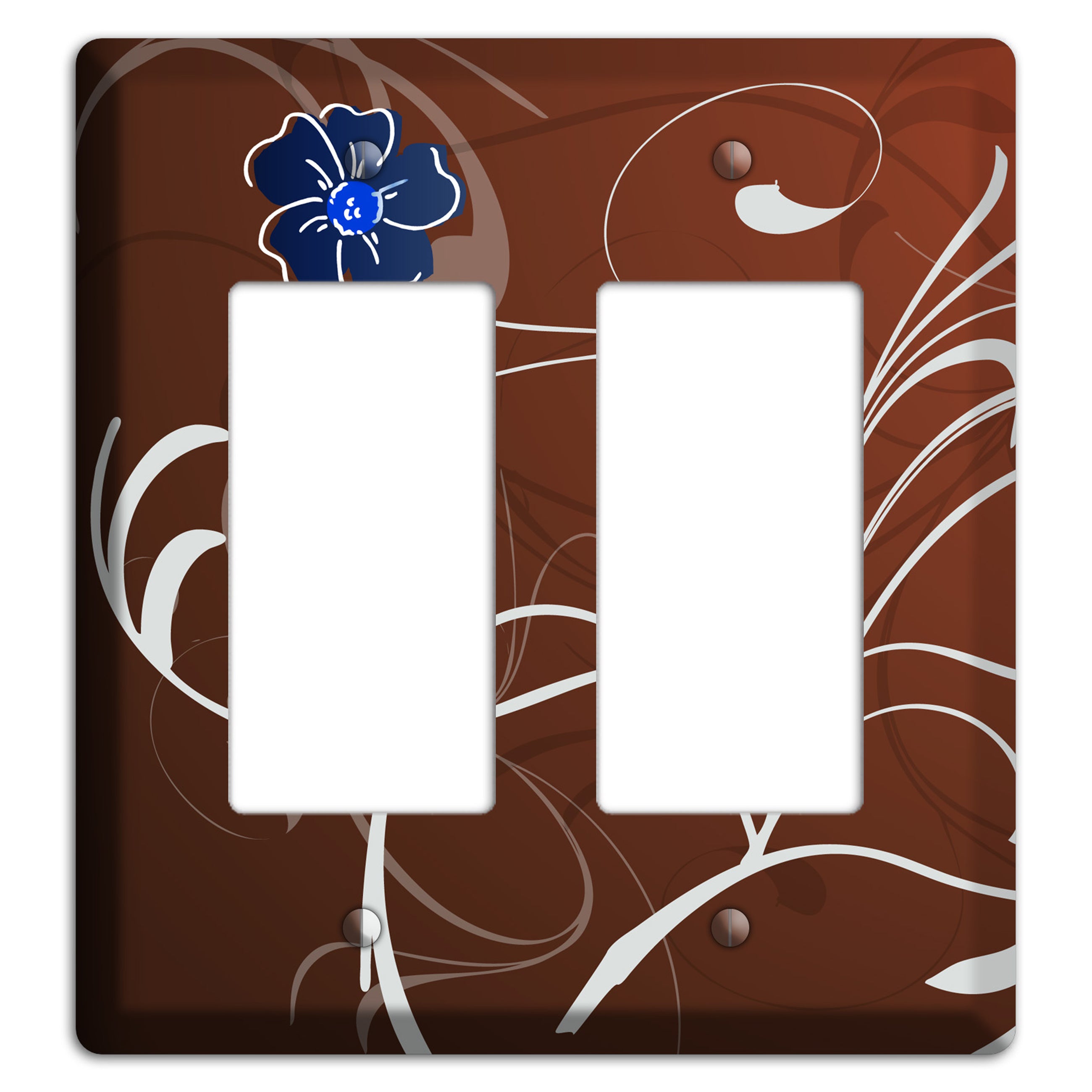 Brown Flower with Swirl 2 Rocker Wallplate