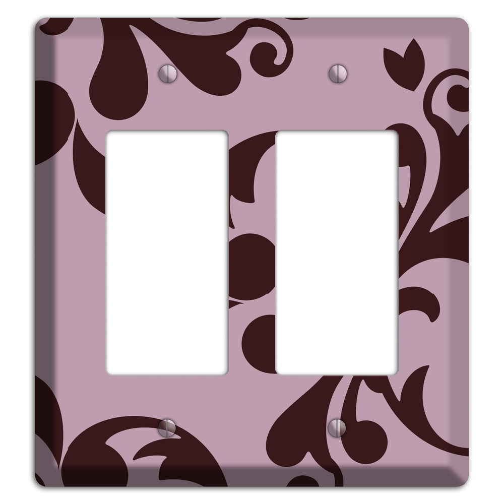 Dusty Rose and Burgundy Toile 2 Rocker Wallplate