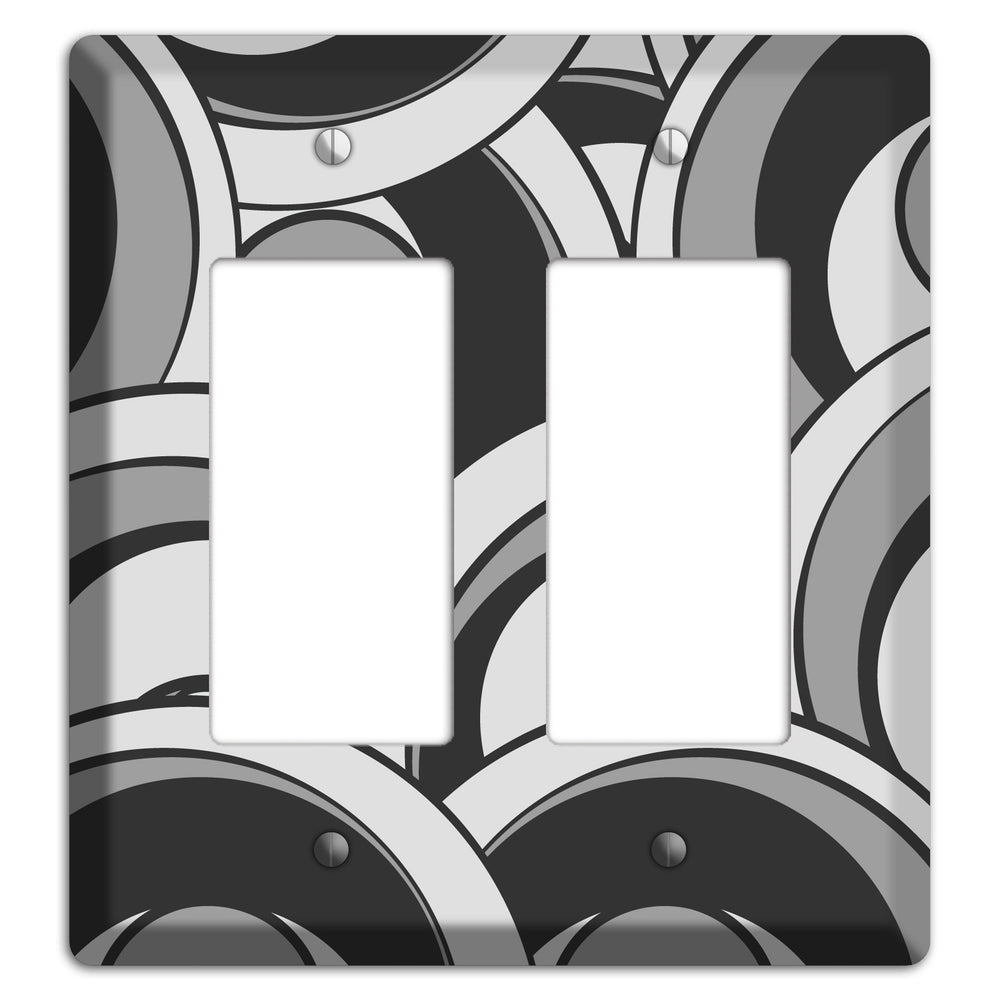 Black and Grey Deco Circles 2 Rocker Wallplate