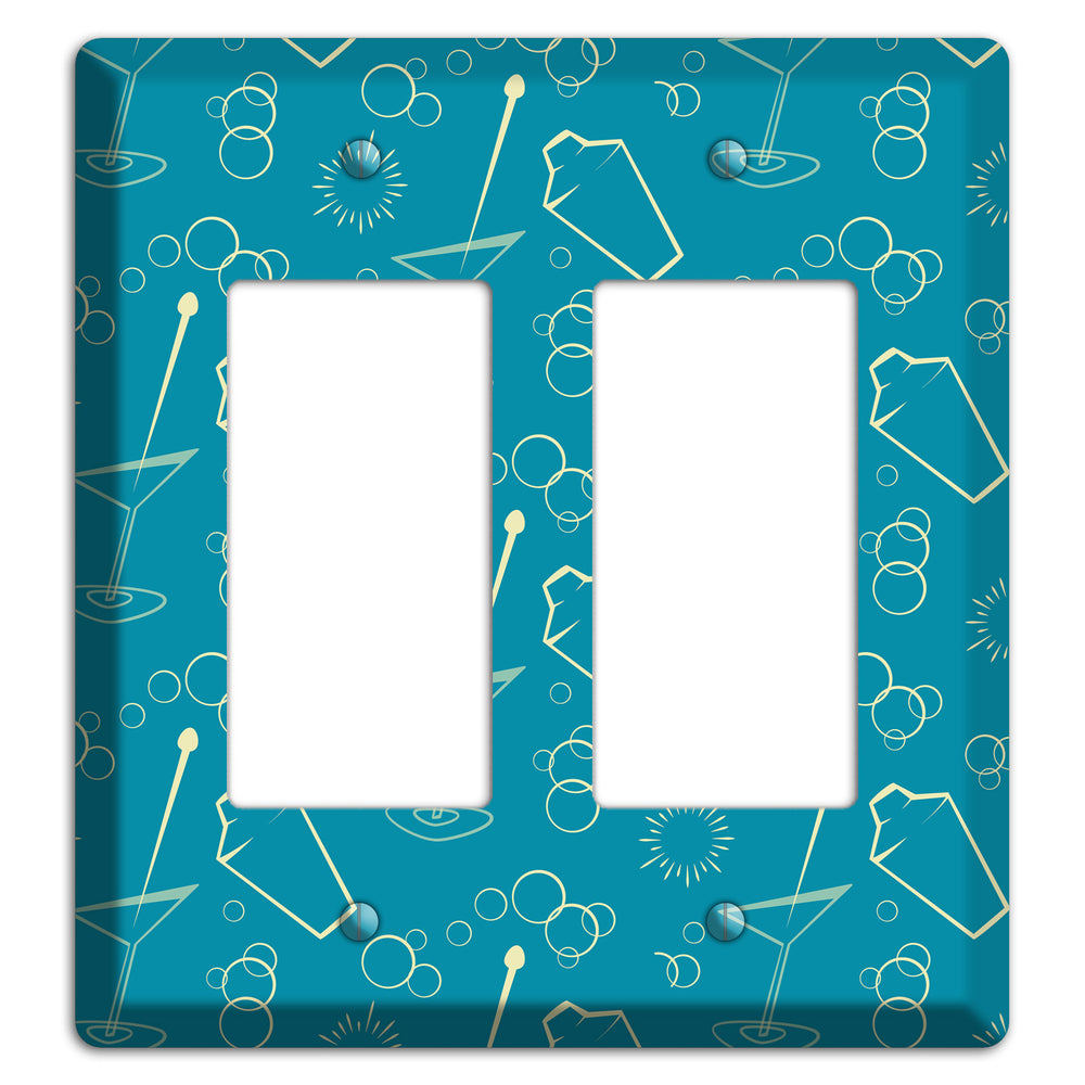 Teal Cocktail Hour 2 Rocker Wallplate