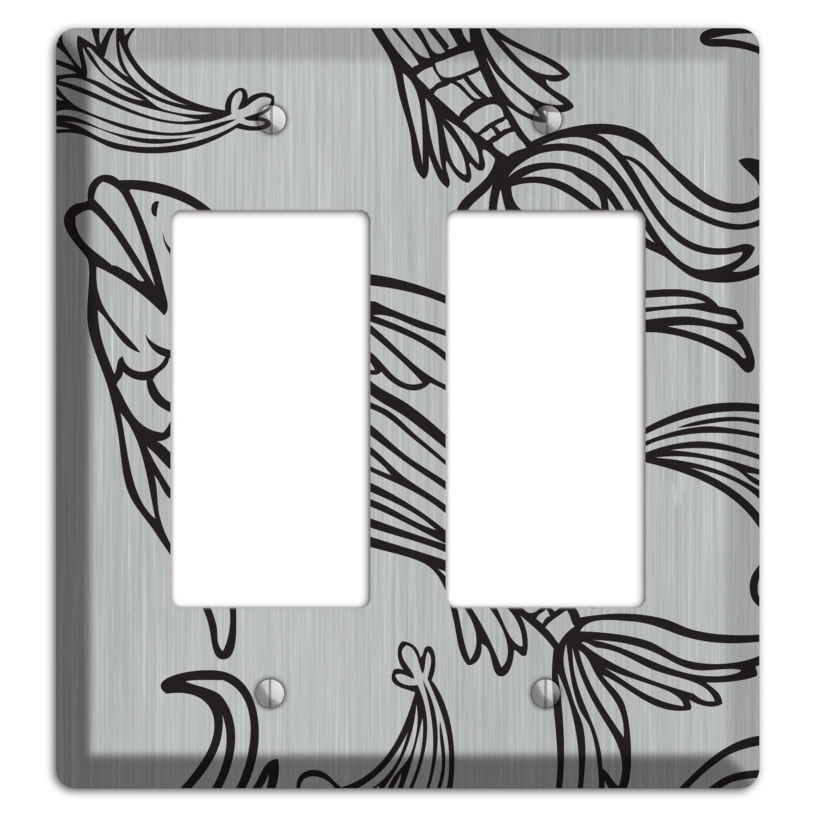 Black Koi  Stainless 2 Rocker Wallplate