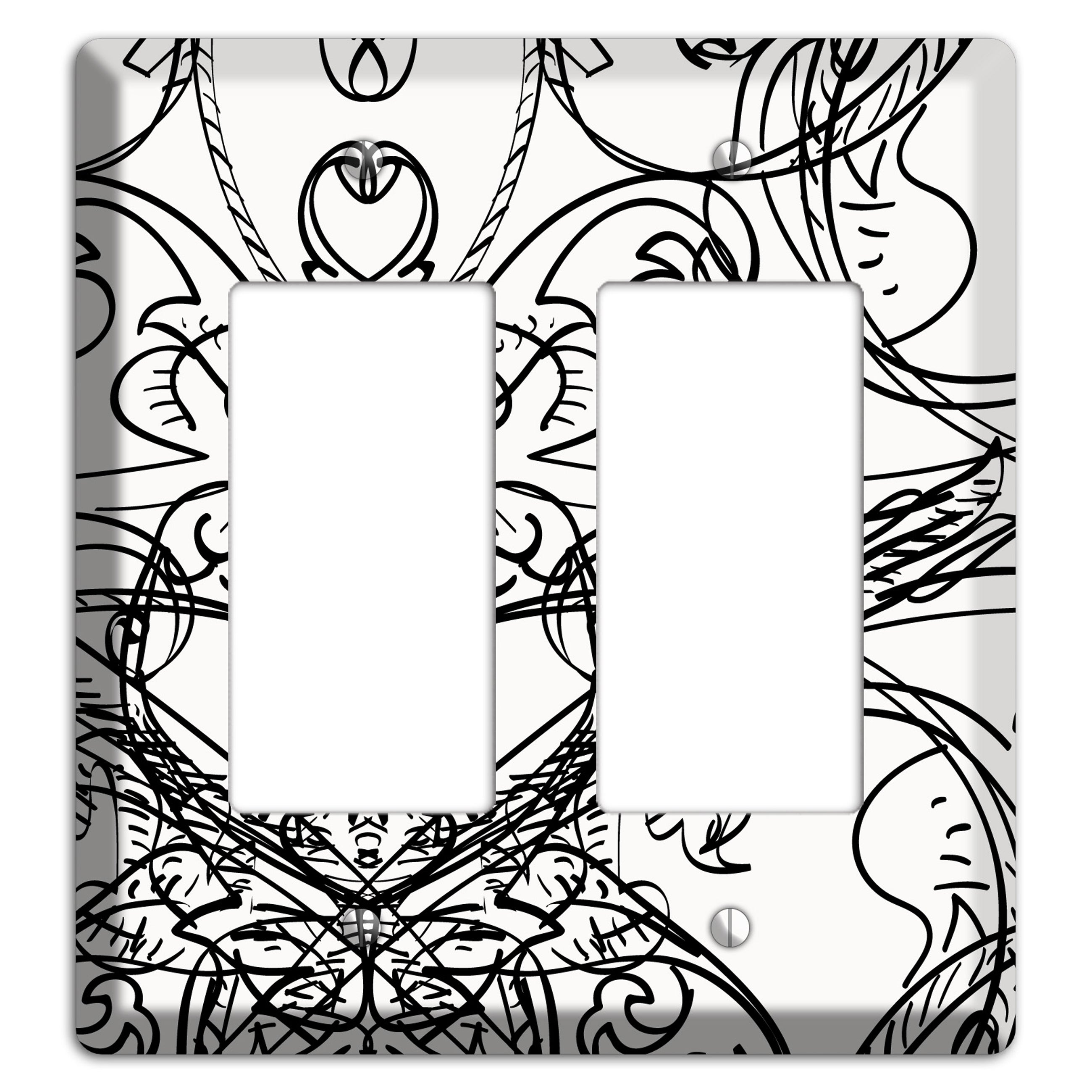 White Deco Sketch 2 Rocker Wallplate
