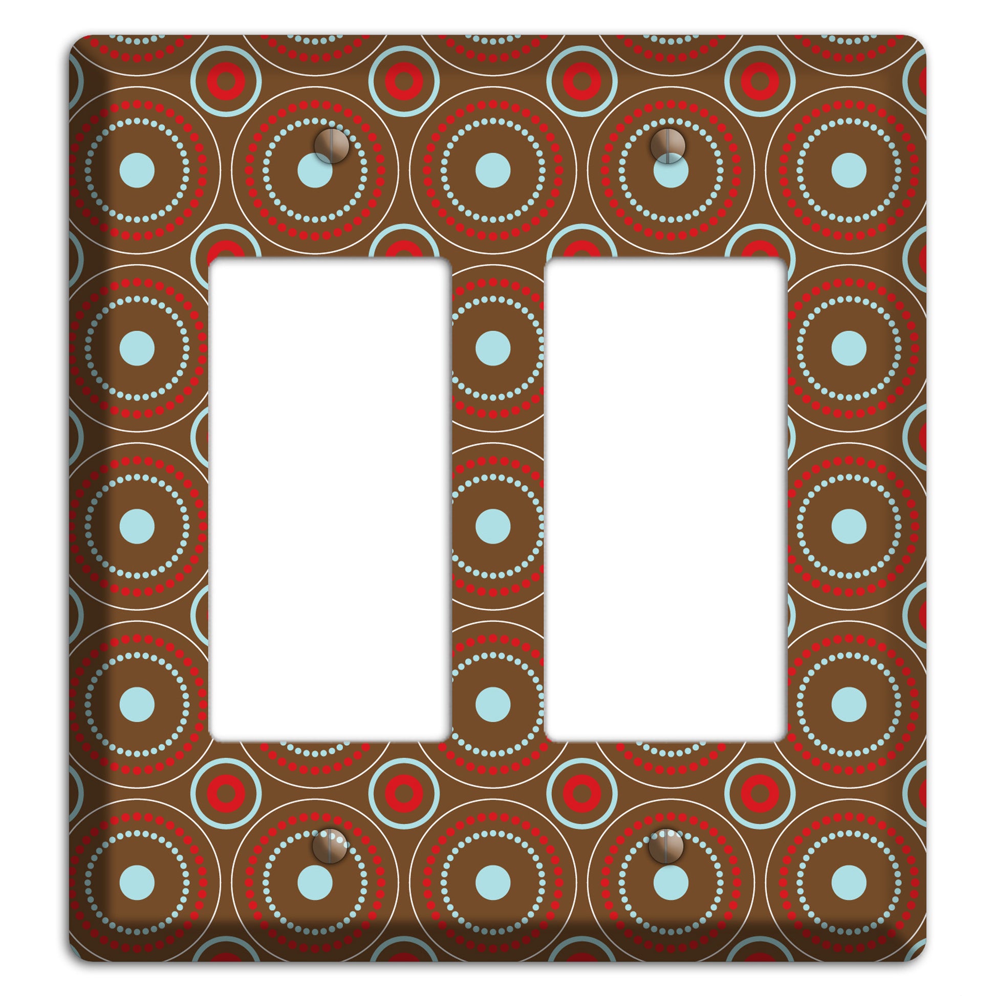 Brown with Red and Dusty Blue Retro Suzani 2 Rocker Wallplate