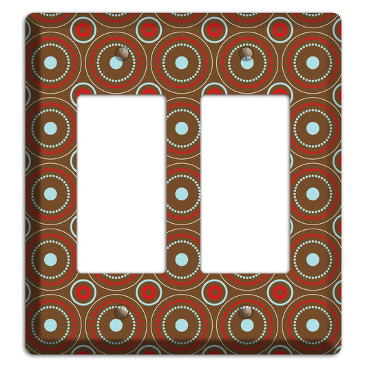 Brown with Red and Dusty Blue Retro Suzani 2 Rocker Wallplate