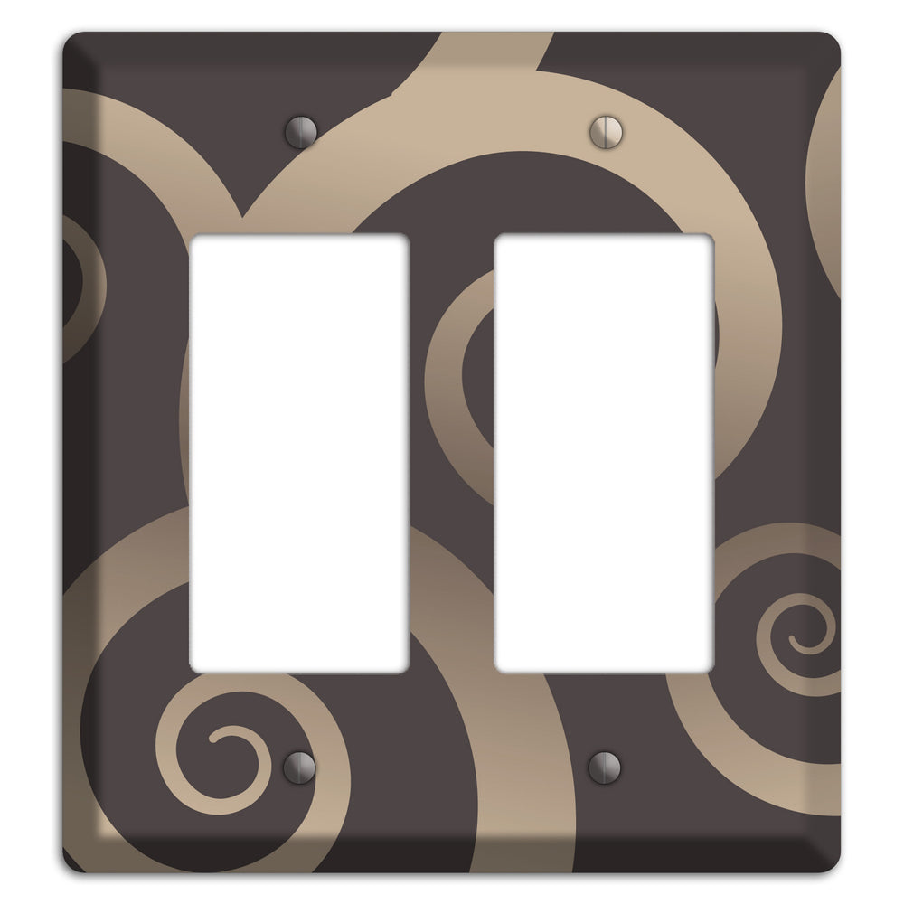 Brown with Beige Large Swirl 2 Rocker Wallplate
