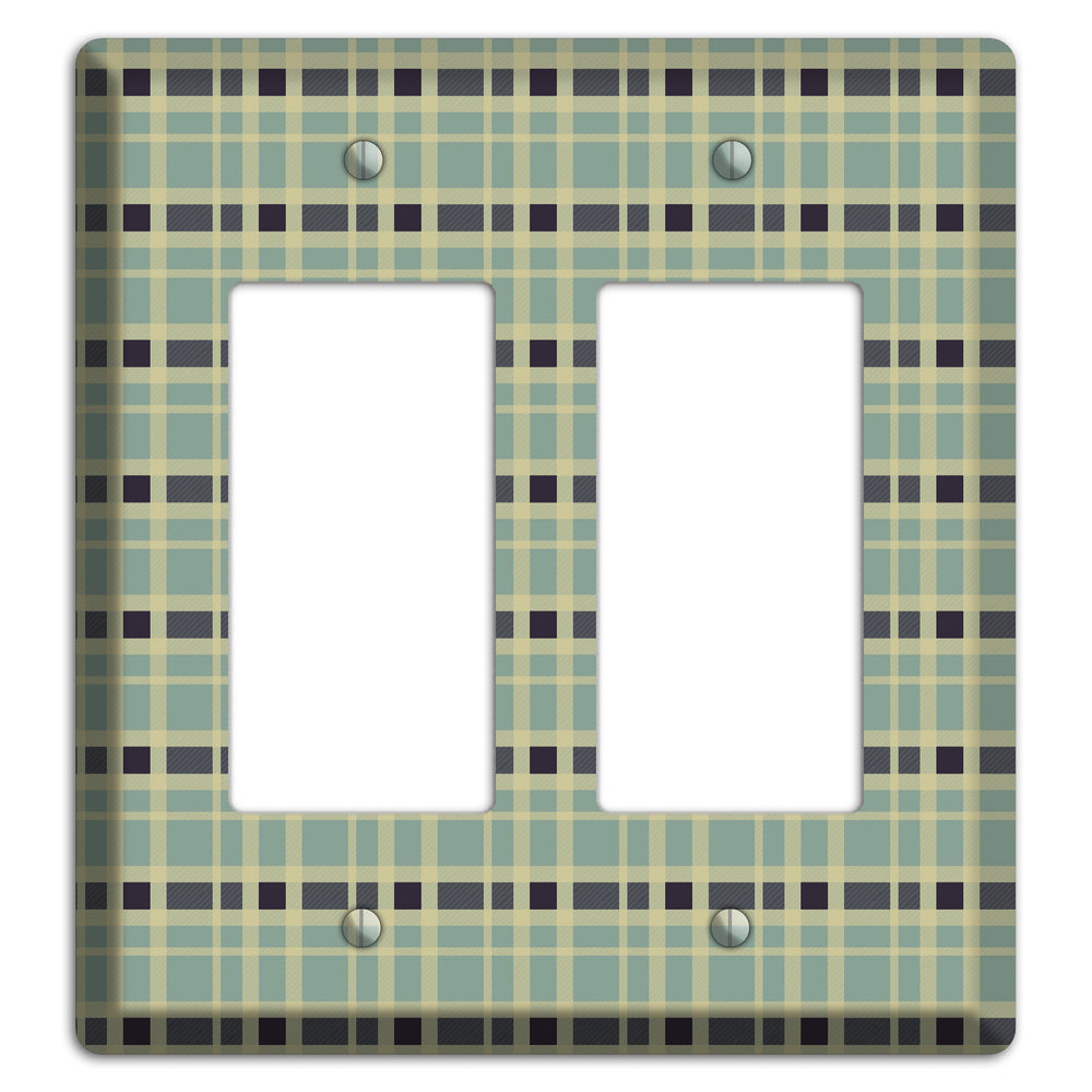 Sage and Black Plaid 2 Rocker Wallplate